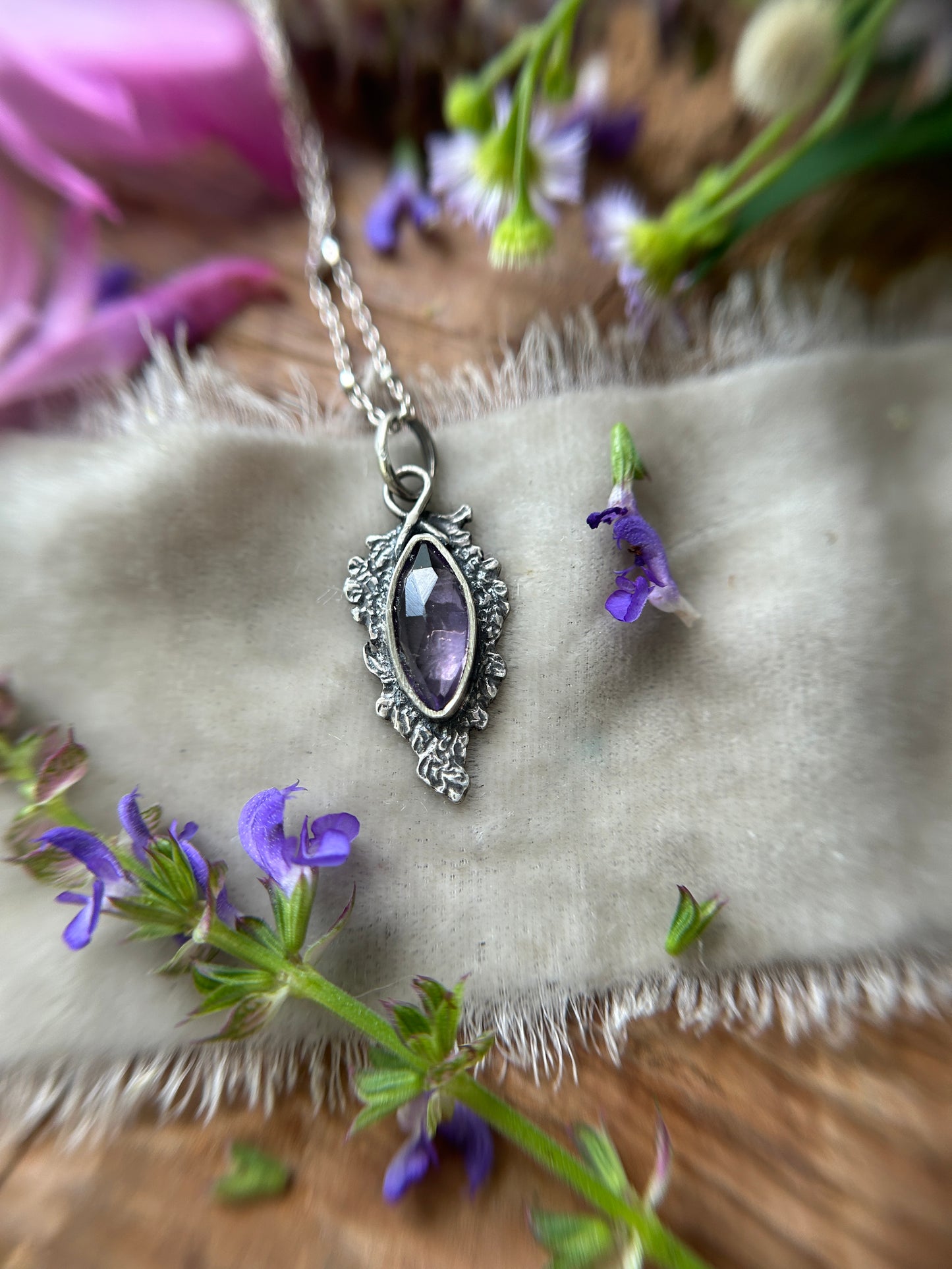 Amethyst Wisteria Necklace- sterling silver jewelry