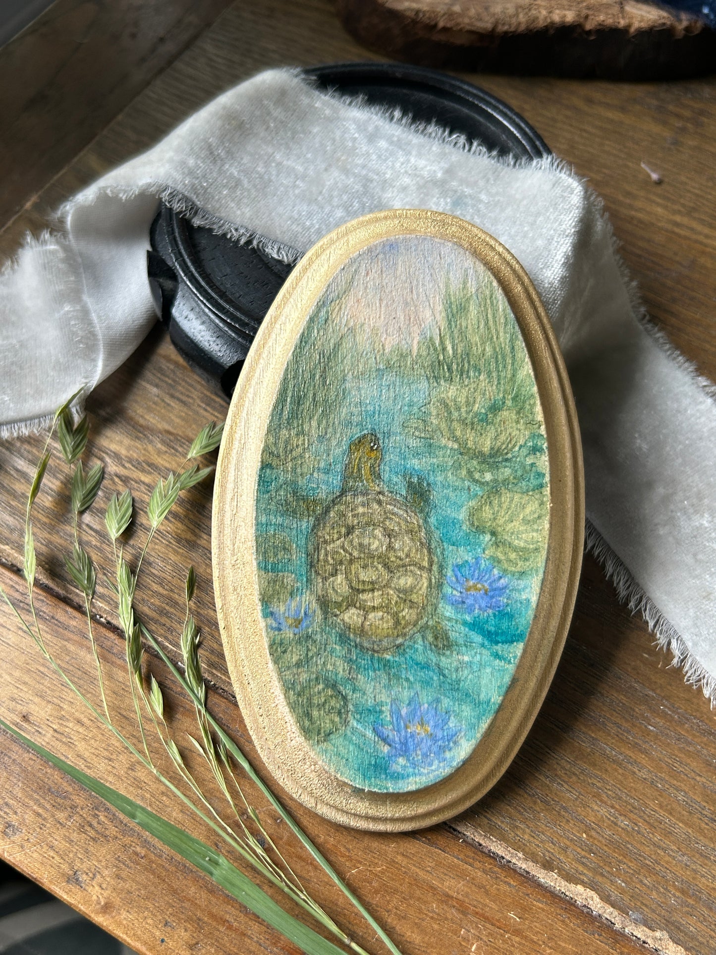 Miniature Original Watercolor Paintings- barred owl, opossum, bluebird, crab,hummingbird, or turtle
