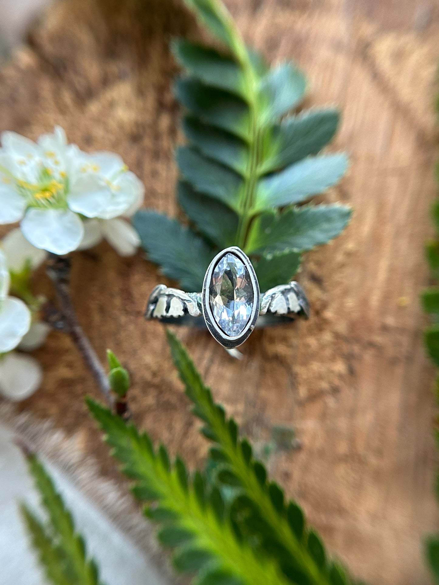 Lily of the Valley Ring with choice of gemstone- made to order sterling silver engraved jewelry