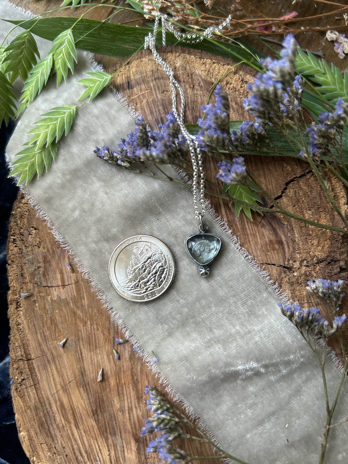 Manatee with Green Amethyst necklace- sterling silver jewelry