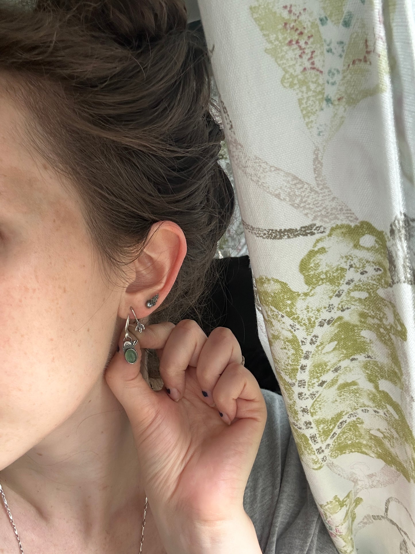 Snail Earrings with Serpentine-Sterling silver jewelry