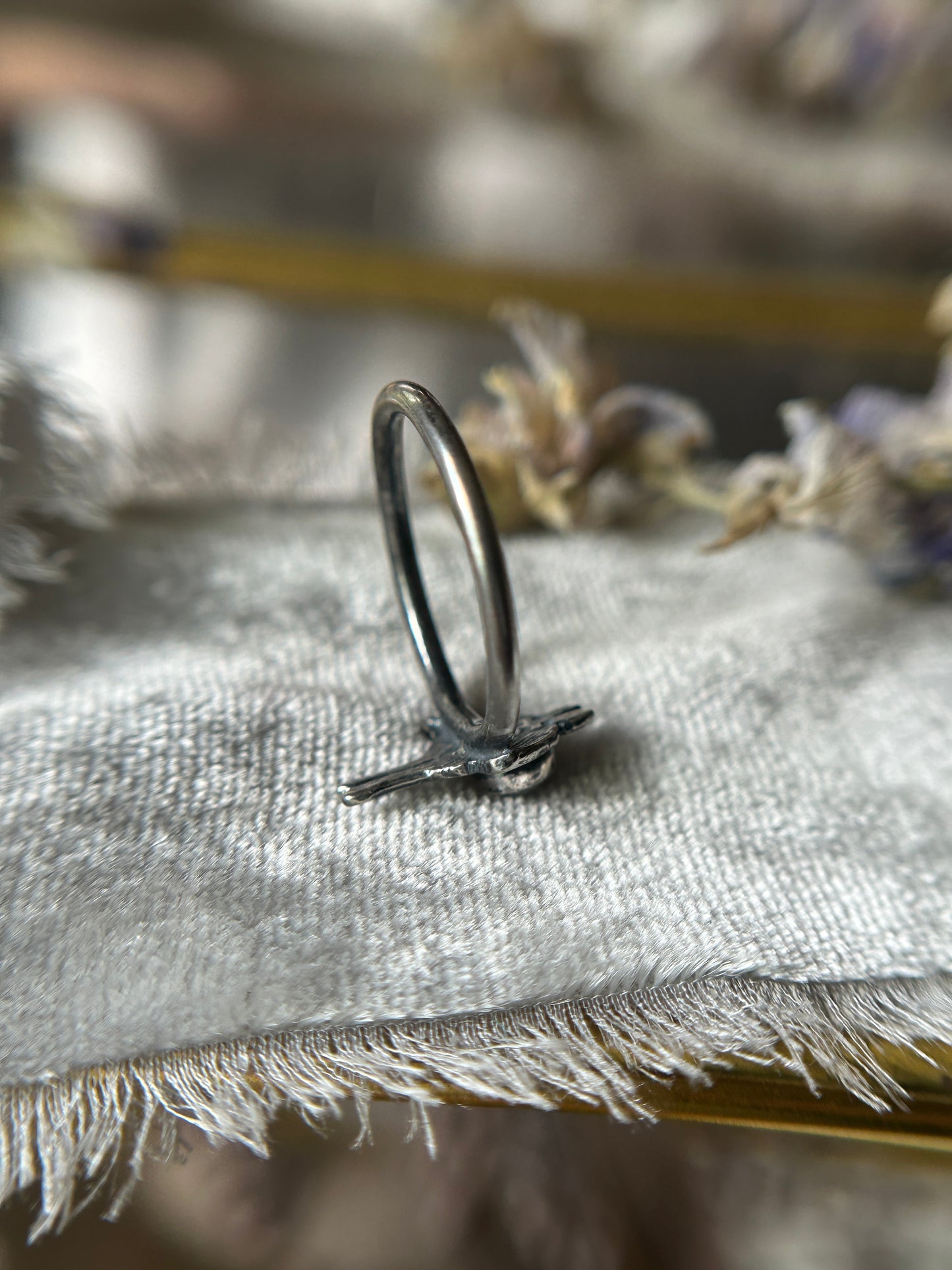 Luna moth ring with choice of gemstone sterling silver jewelry