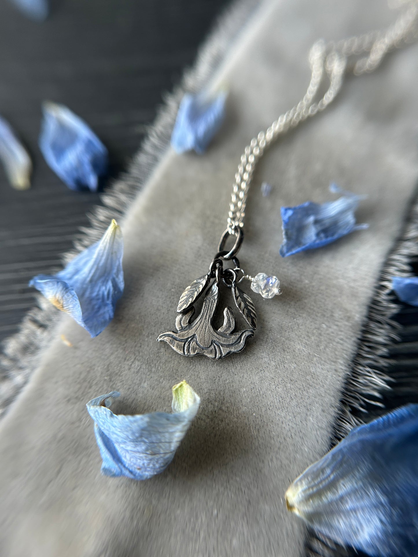Datura moonflower necklace -sterling silver jewelry