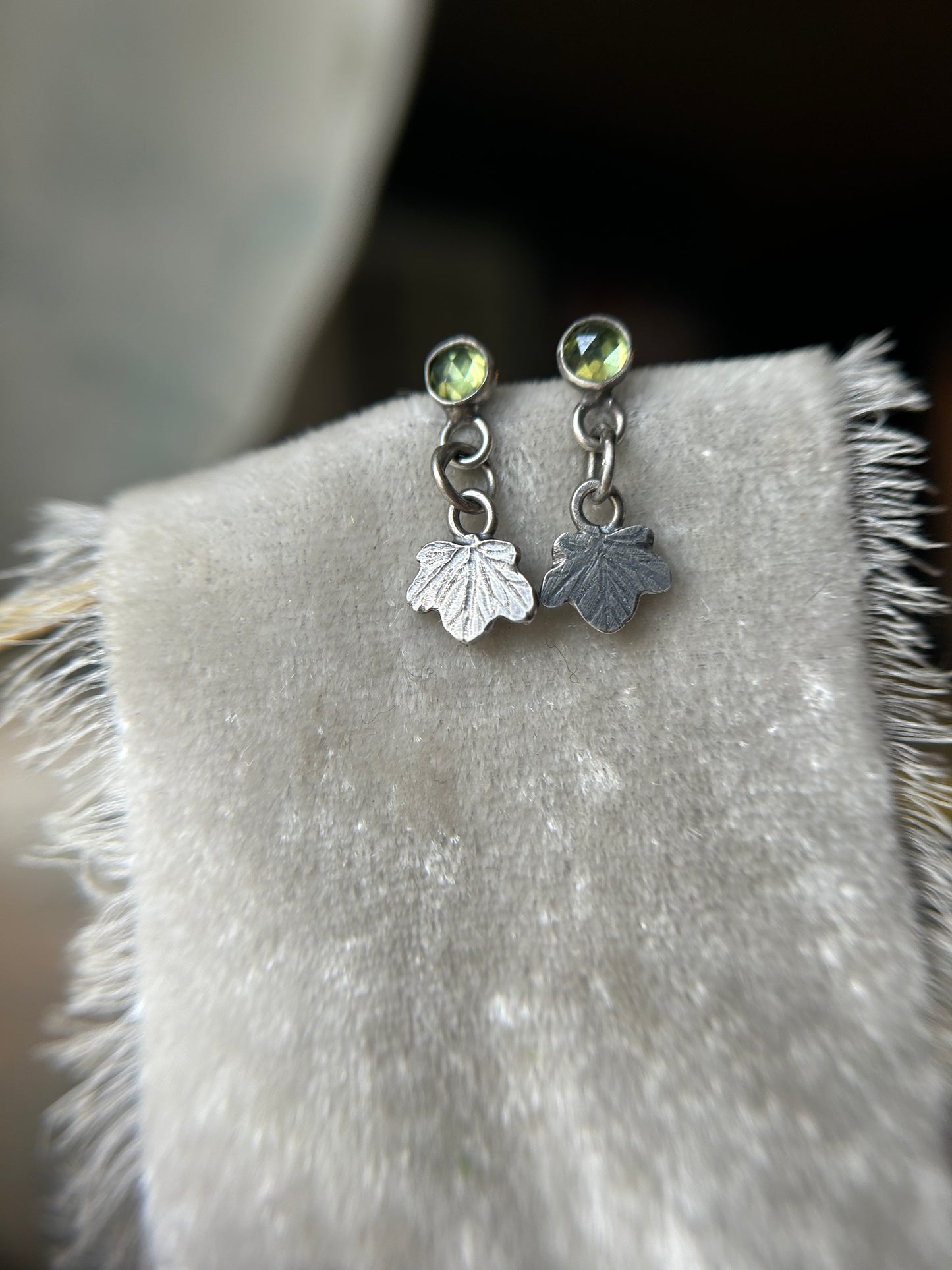 Ivy Earrings in moss agate or peridot- sterling silver jewelry- made to order