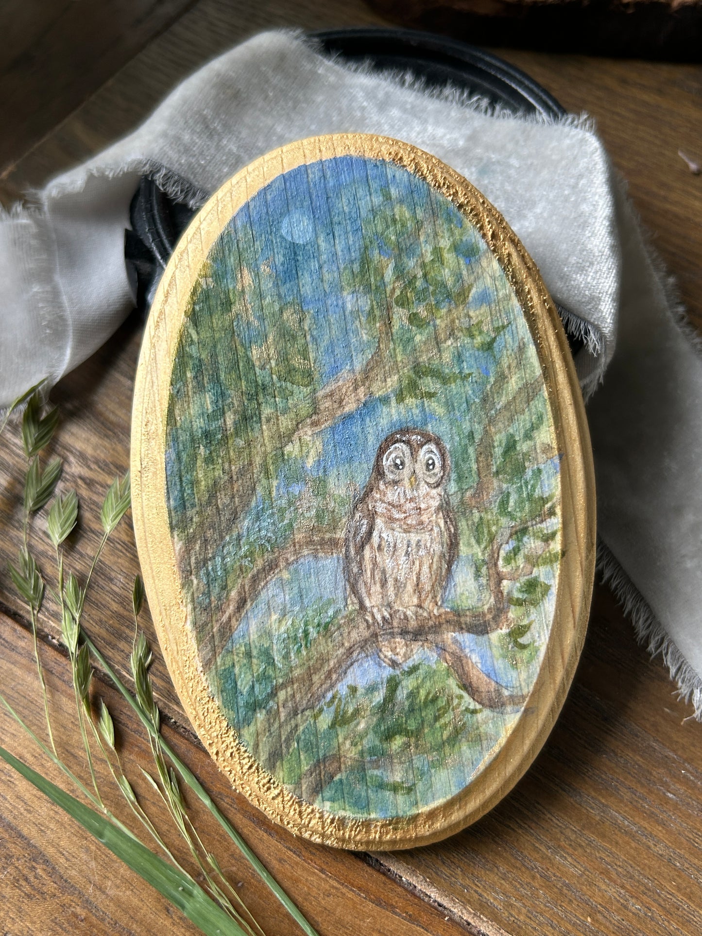 Miniature Original Watercolor Paintings- barred owl, opossum, bluebird, crab,hummingbird, or turtle