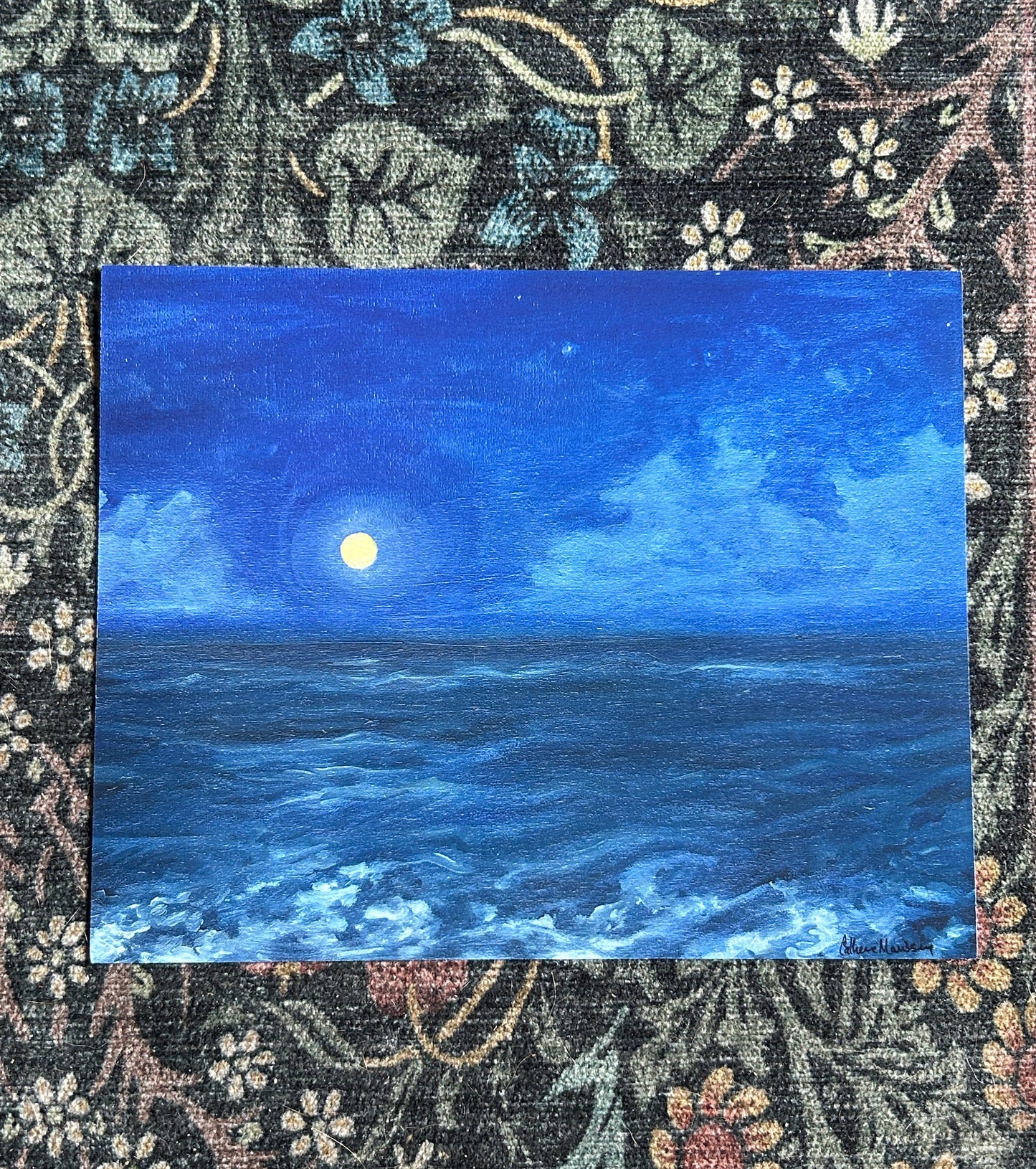 Nocturne Seascape in Blue- art ocean landscape print 8-10