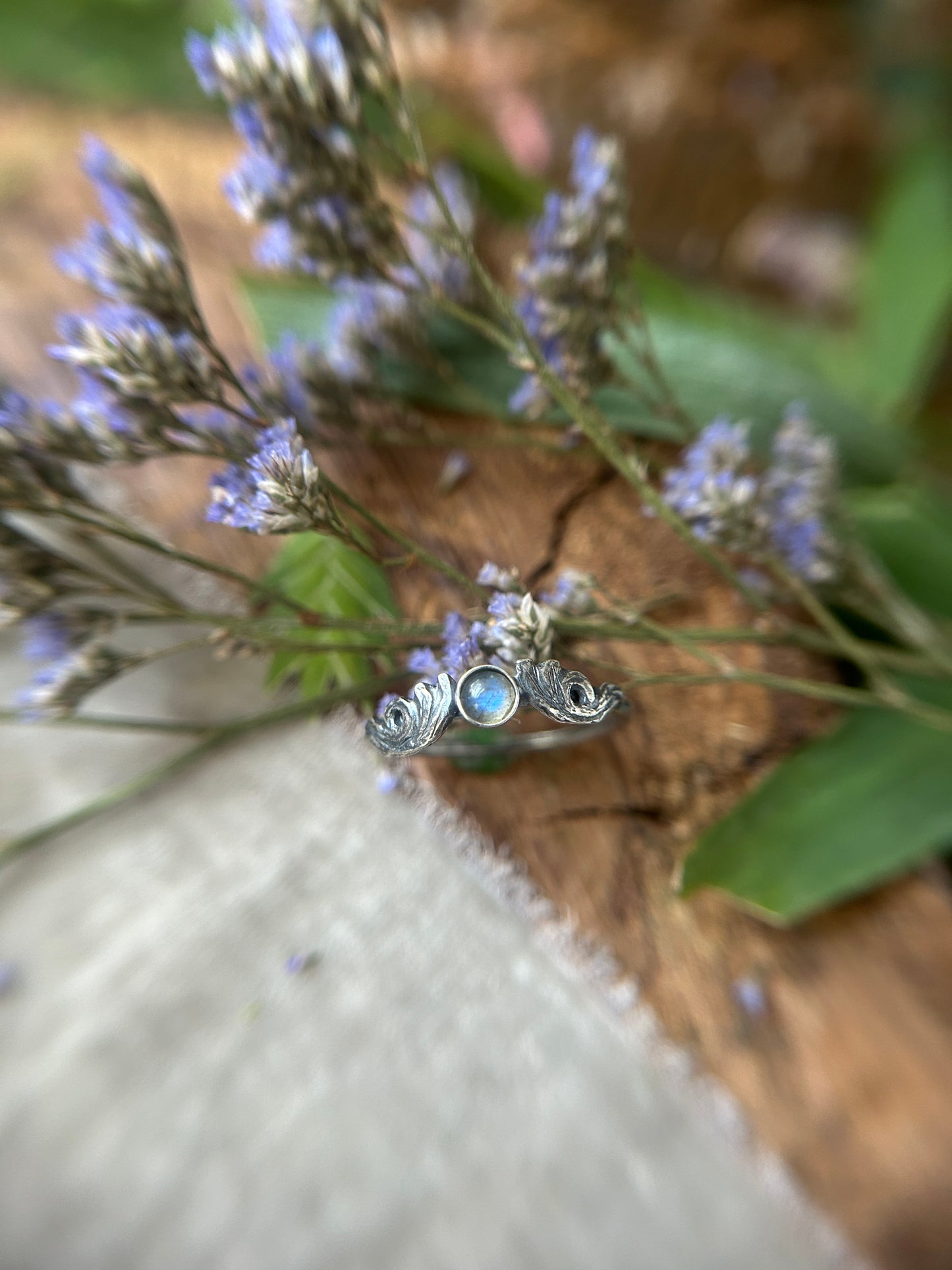 Ocean Waves Stacking Ring- choice of pearl or gem- sterling silver- jewelry