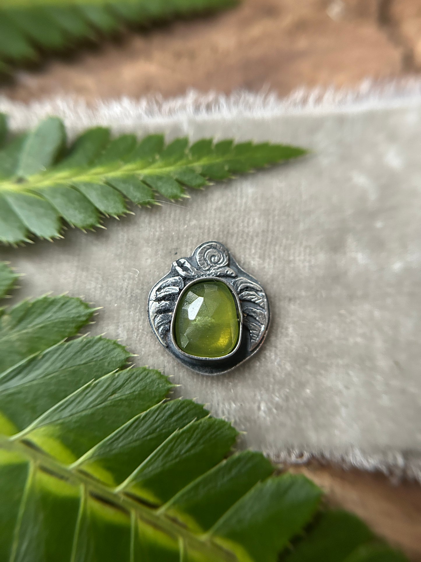 Woodland Snail with garnet or Vesuvianite- your choice of ring or pendant- sterling silver jewelry