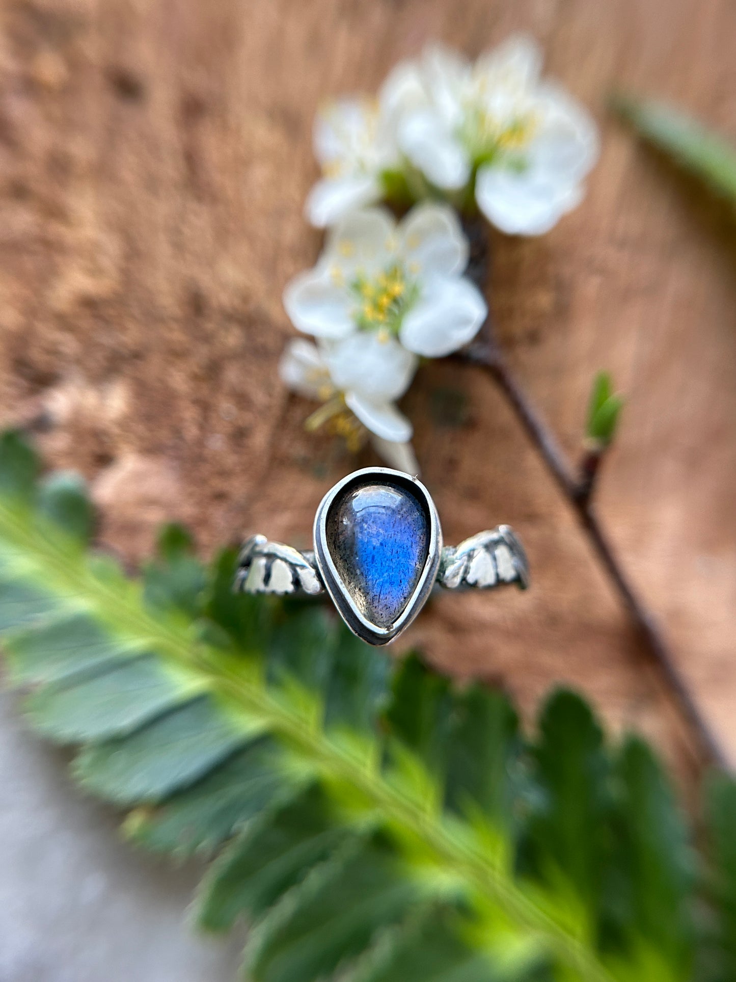 Lily of the Valley Ring with choice of gemstone- made to order sterling silver engraved jewelry