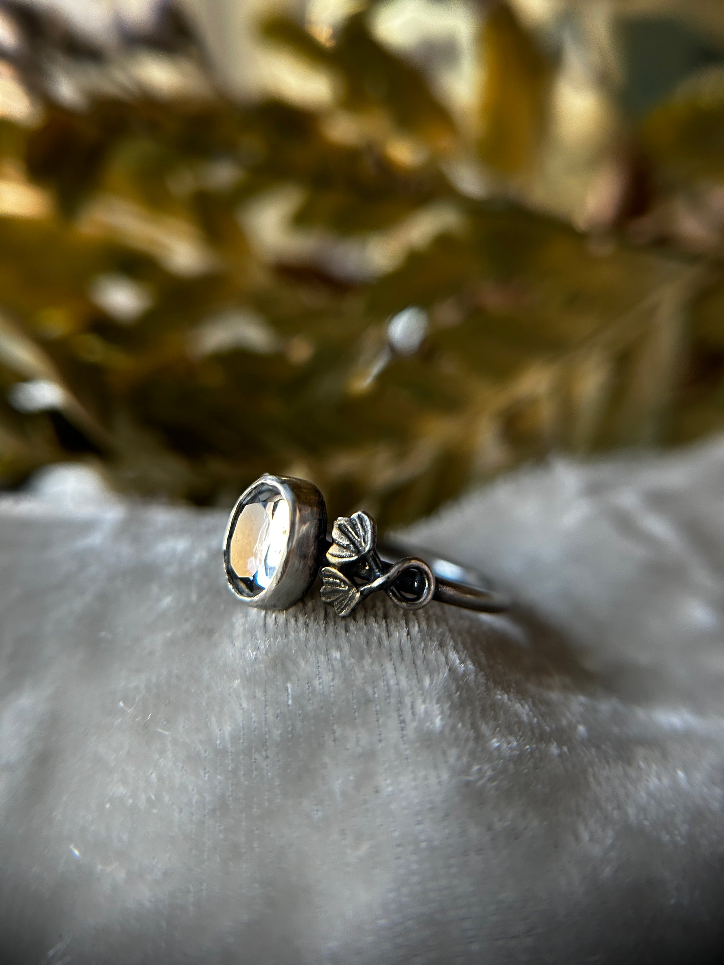 Rabbit in the Ivy Garden ring- sterling silver finished to ring size jewelry