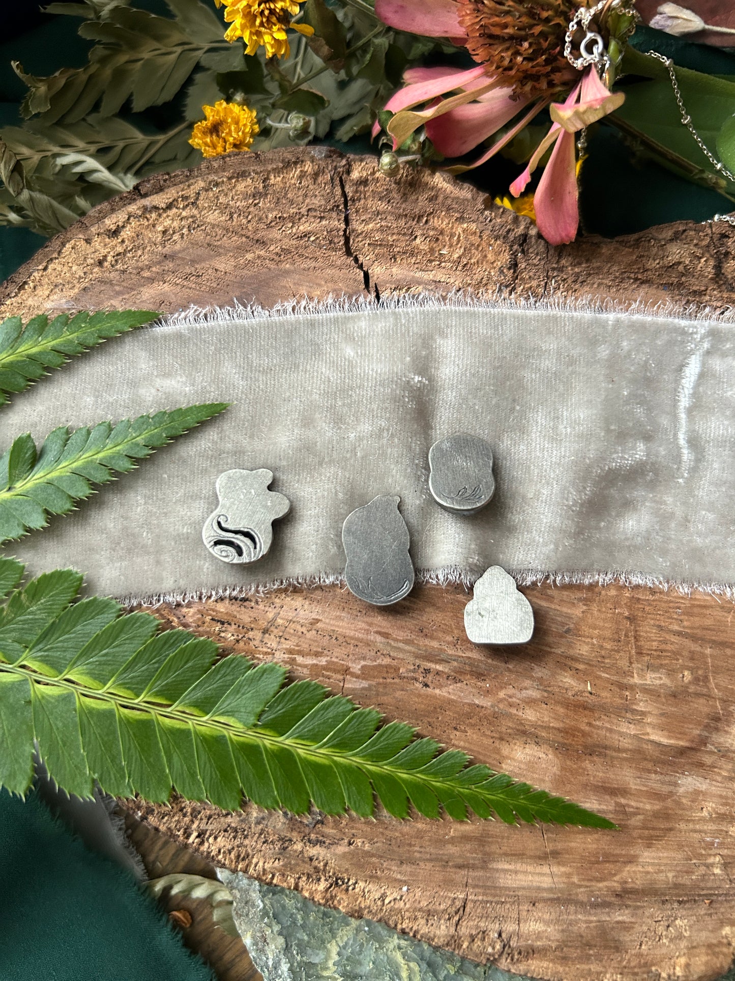 Woodland creature with gemstone- your choice of ring or pendant- sterling silver jewelry