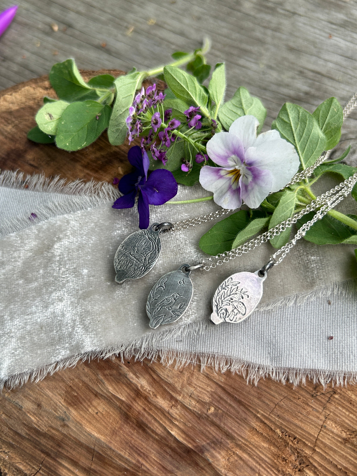 Heron under light purple amethyst- amethyst and sterling silver necklace jewelry