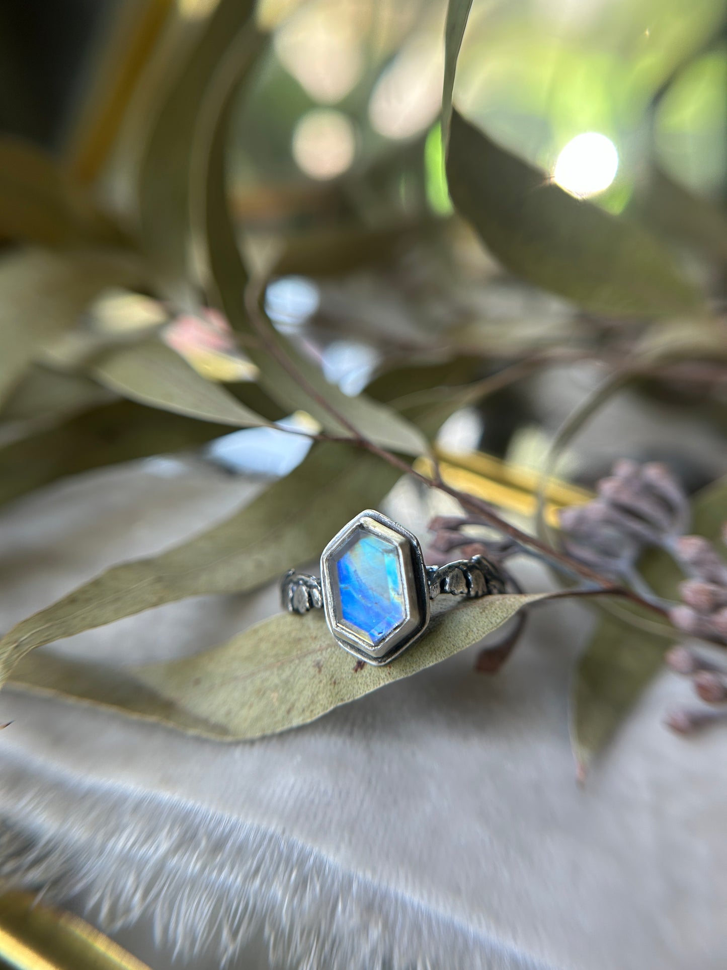 Lily of the Valley Ring with choice of gemstone- made to order sterling silver engraved jewelry