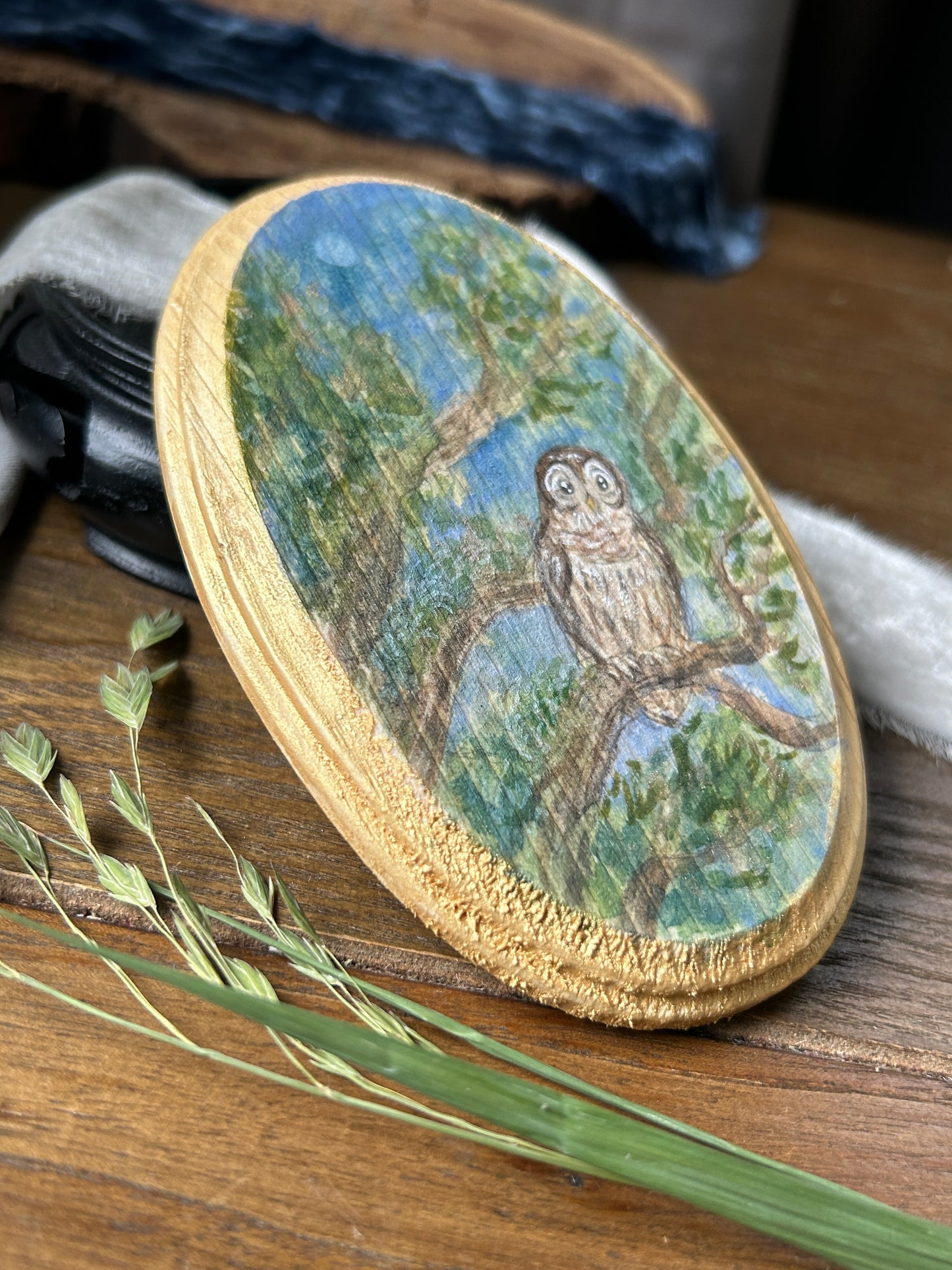 Miniature Original Watercolor Paintings- barred owl, opossum, bluebird, crab,hummingbird, or turtle