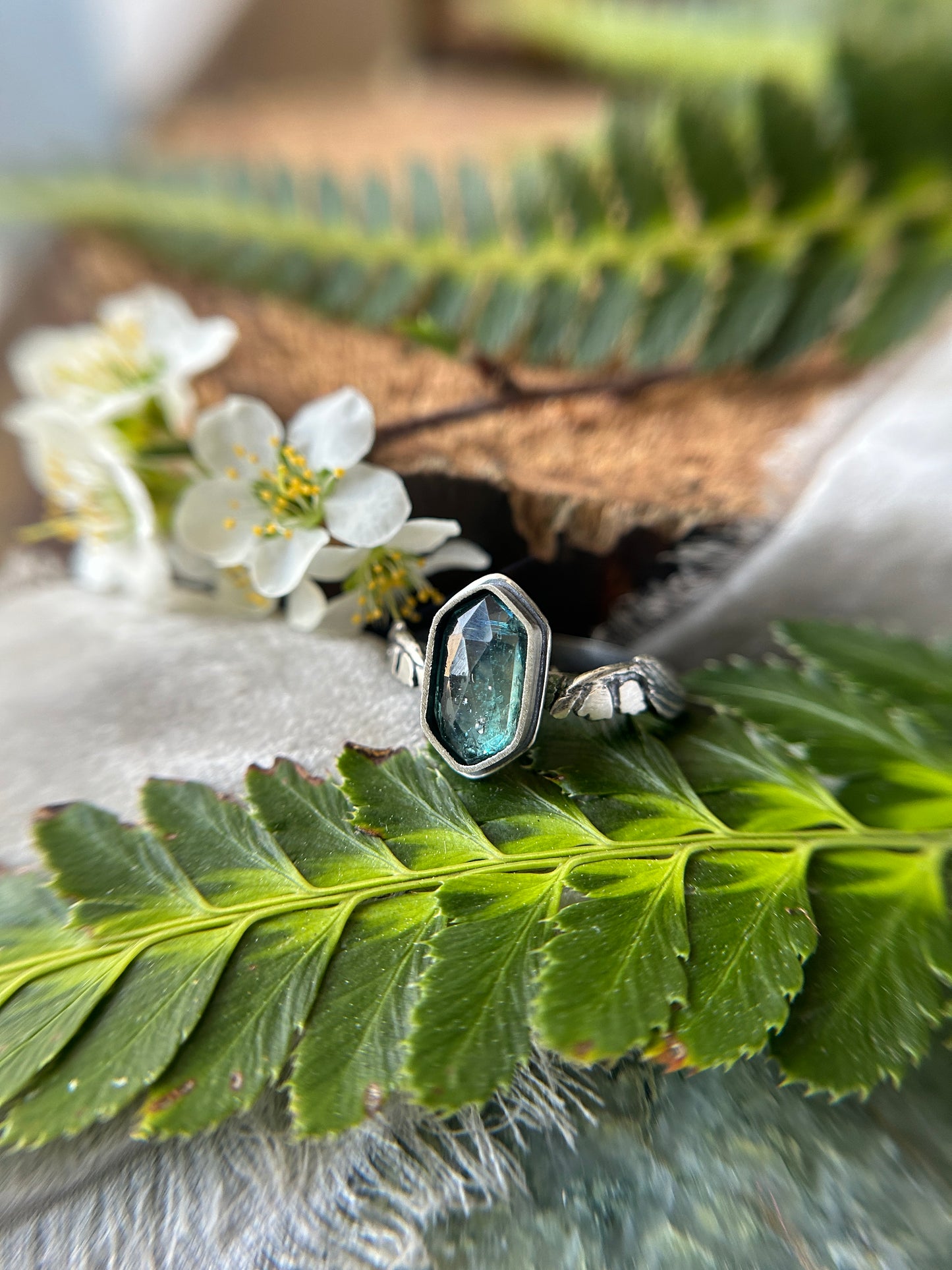 Lily of the Valley Ring with choice of gemstone- made to order sterling silver engraved jewelry