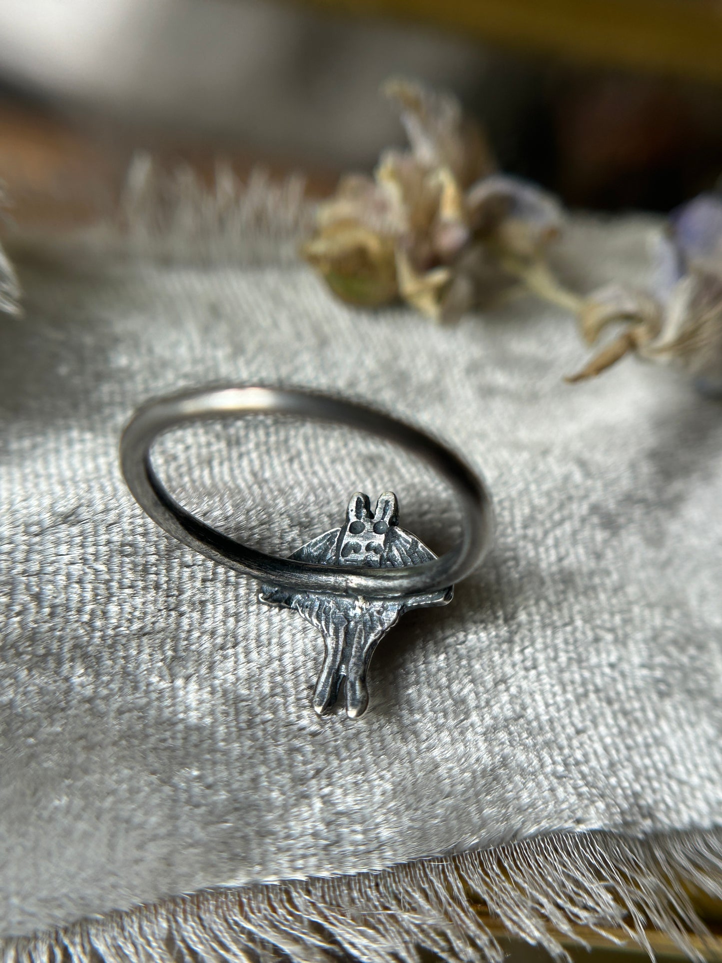 Luna moth ring with choice of gemstone sterling silver jewelry
