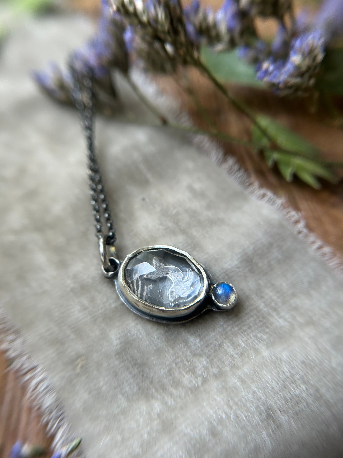 Selkie Seal under Clear Quartz Necklace- sterling silver jewelry