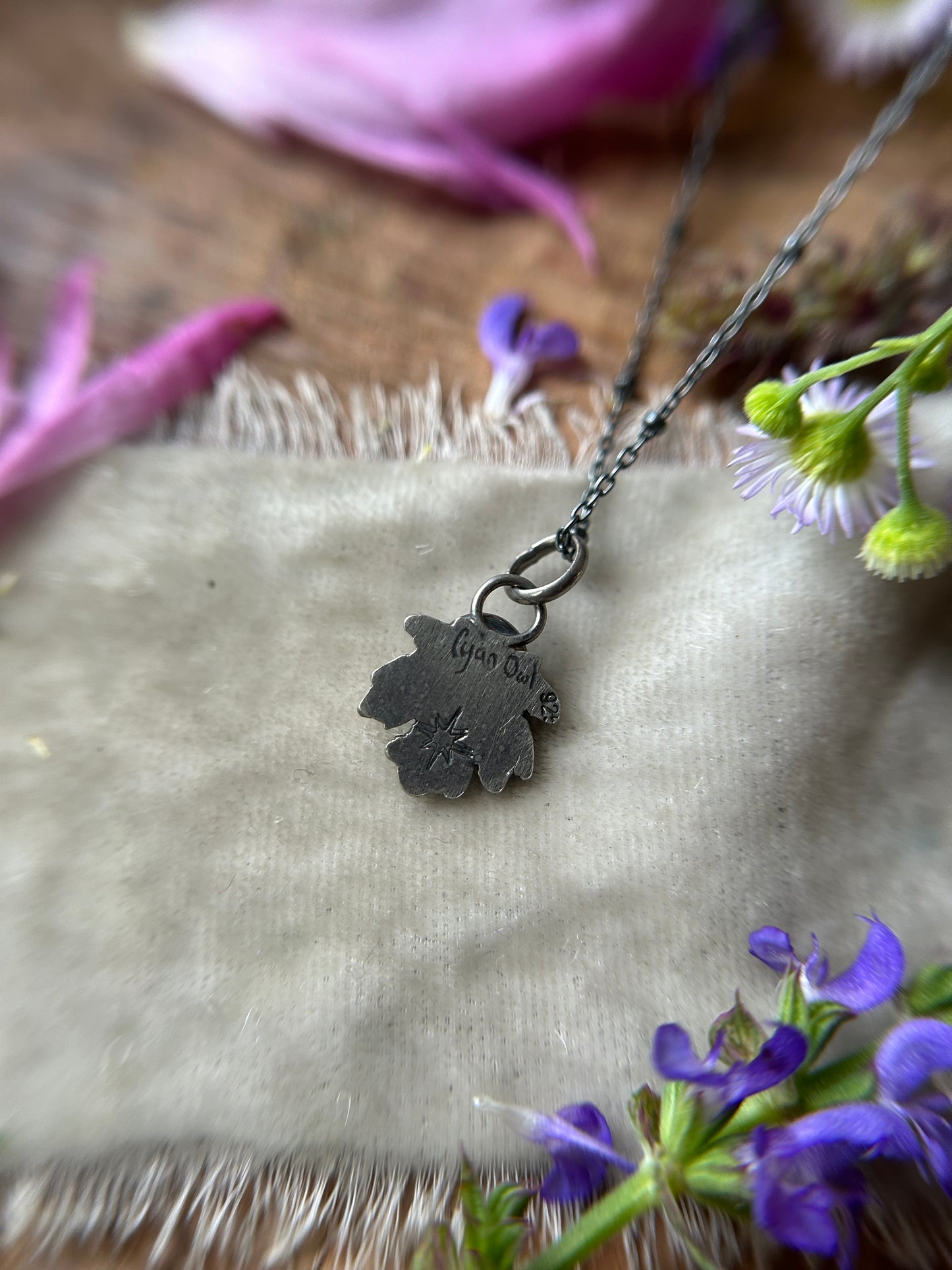 Serpentine Maple Leaf Necklace- sterling silver leaf jewelry
