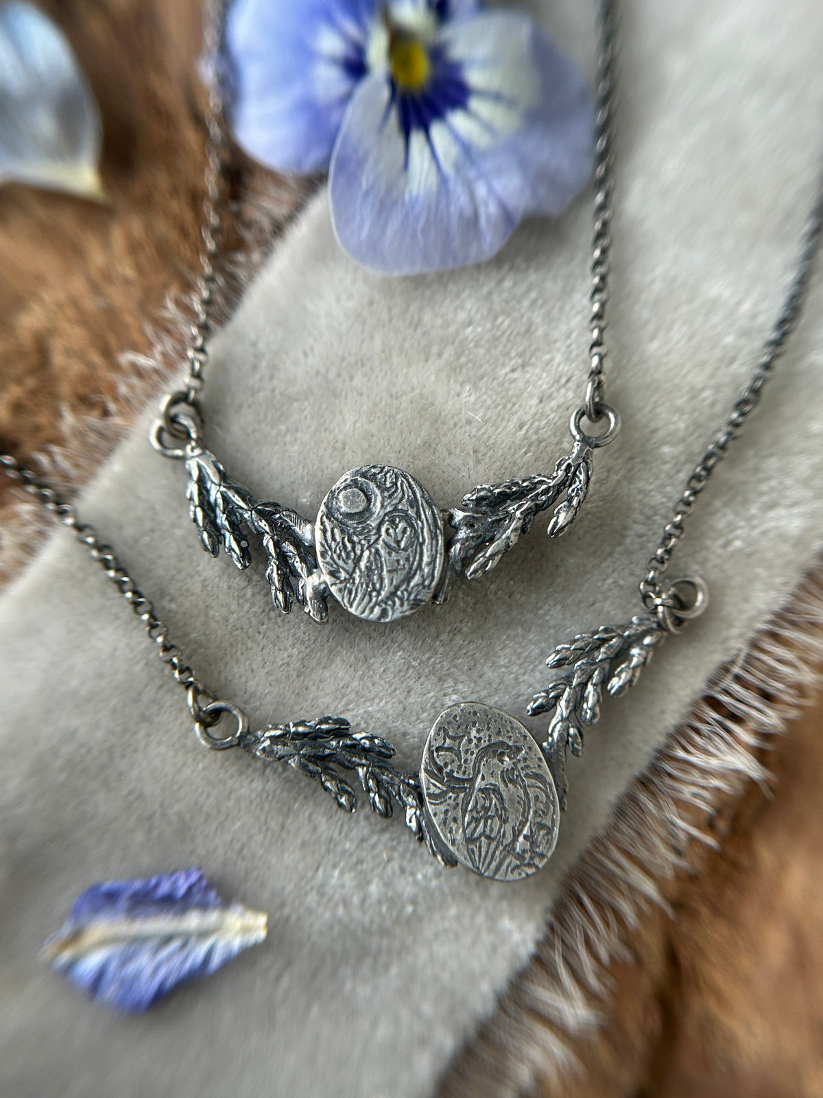 Juniper Sprig Necklace in choice of dumortierite in quartz or aquamarine- sterling silver jewelry