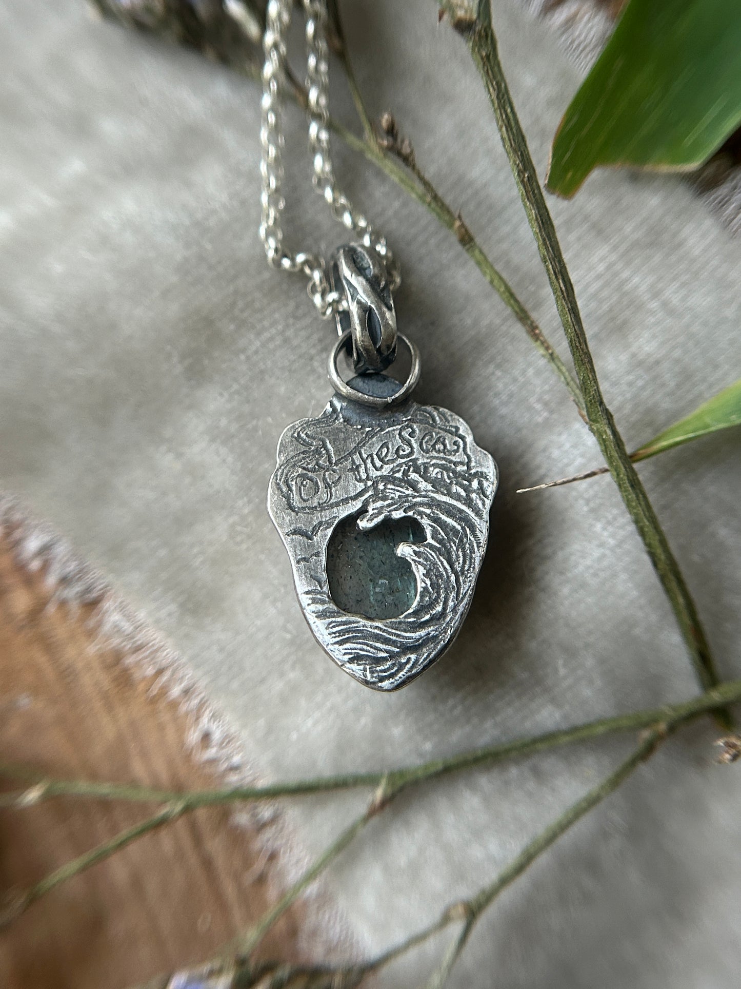 Ocean Labradorite Crowned Heart Necklace- sterling silver jewelry