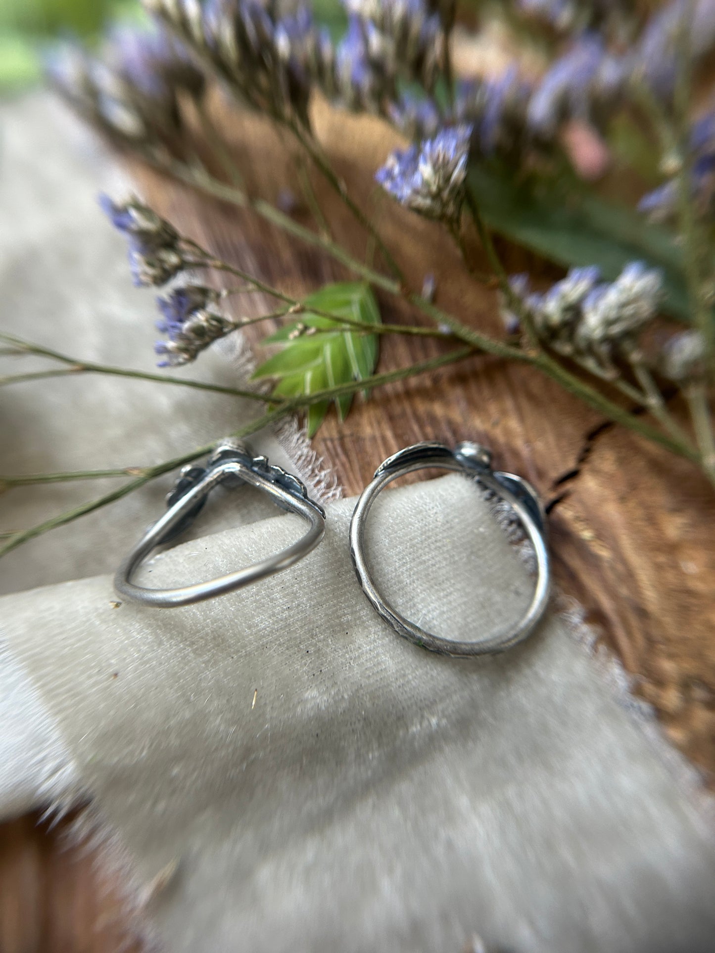 Ocean Waves Stacking Ring- choice of pearl or gem- sterling silver- jewelry