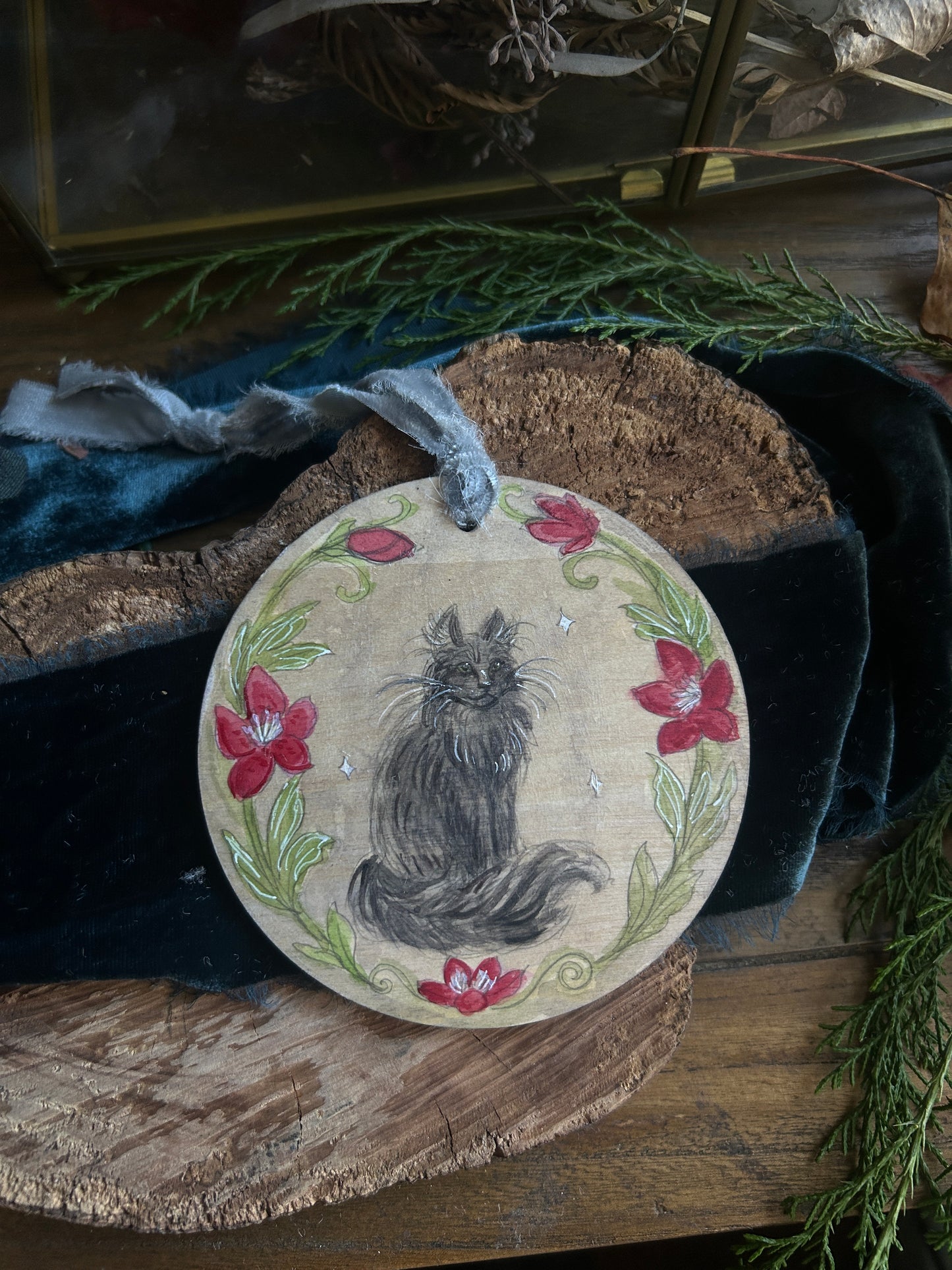 Handpainted Ornaments- watercolor on wood Woodland Creature Ornaments