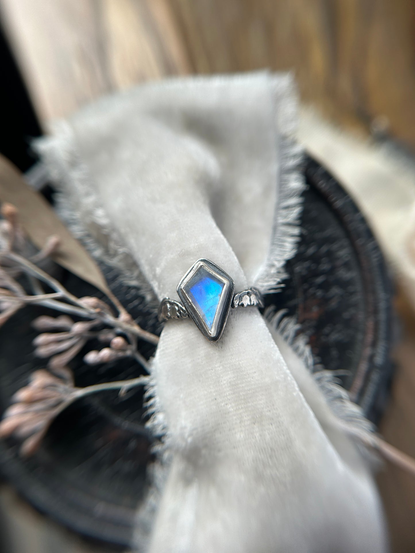 Lily of the Valley Ring with choice of gemstone- made to order sterling silver engraved jewelry