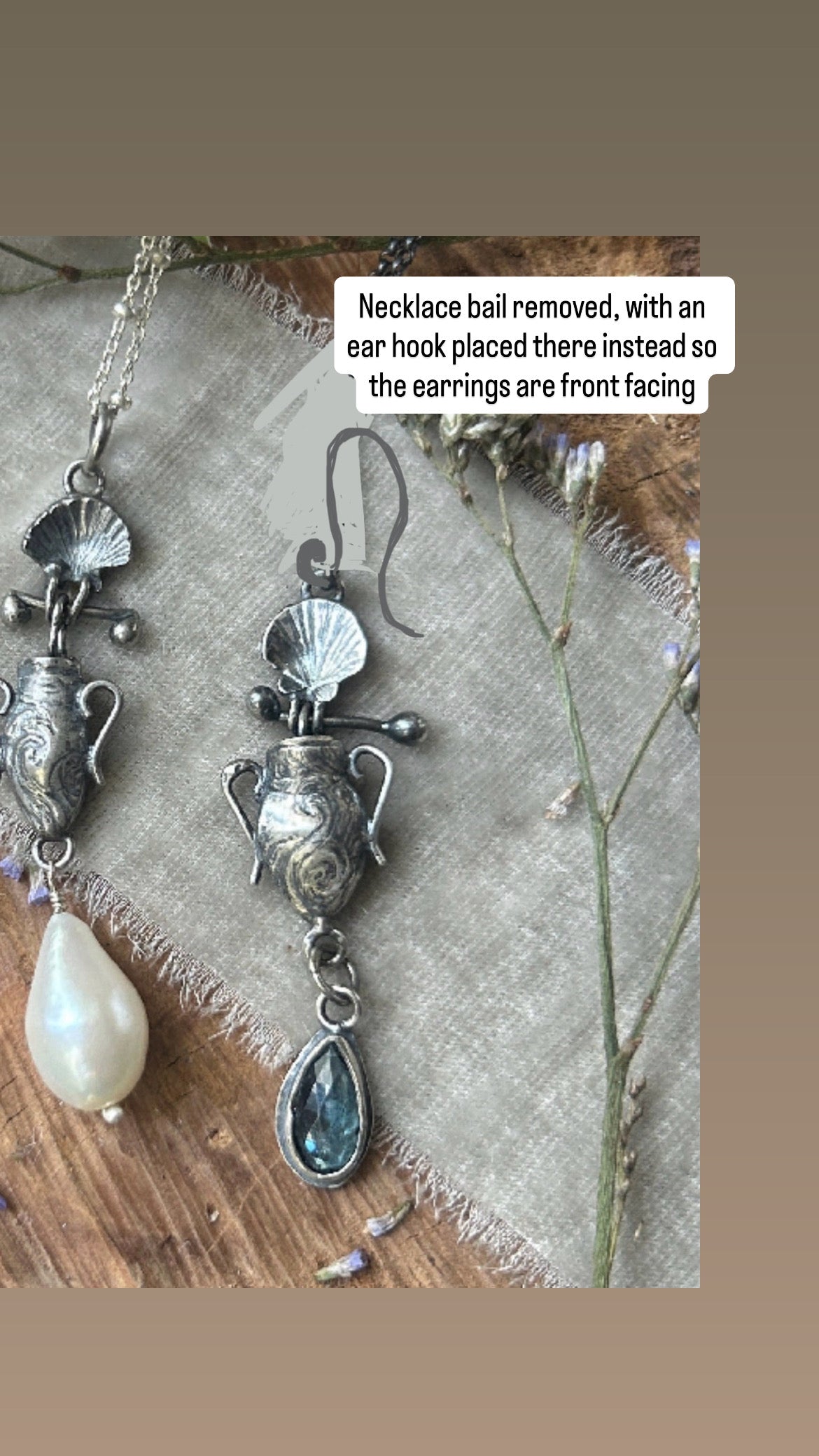 Reserved- urn of the sea with teal kyanite single earring with earring hooks