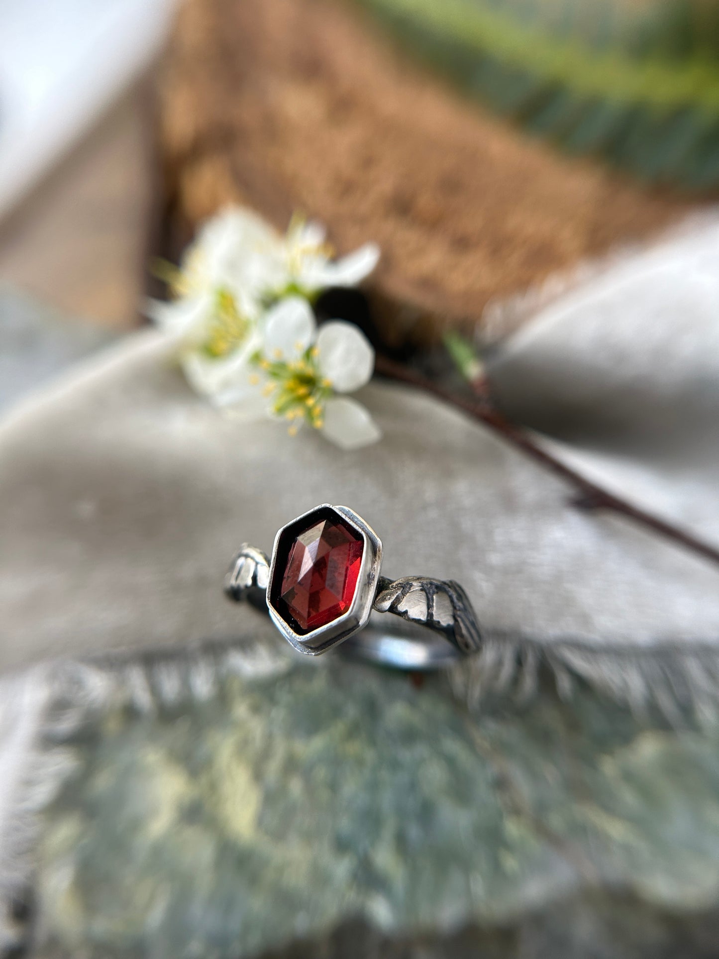 Lily of the Valley Ring with choice of gemstone- made to order sterling silver engraved jewelry
