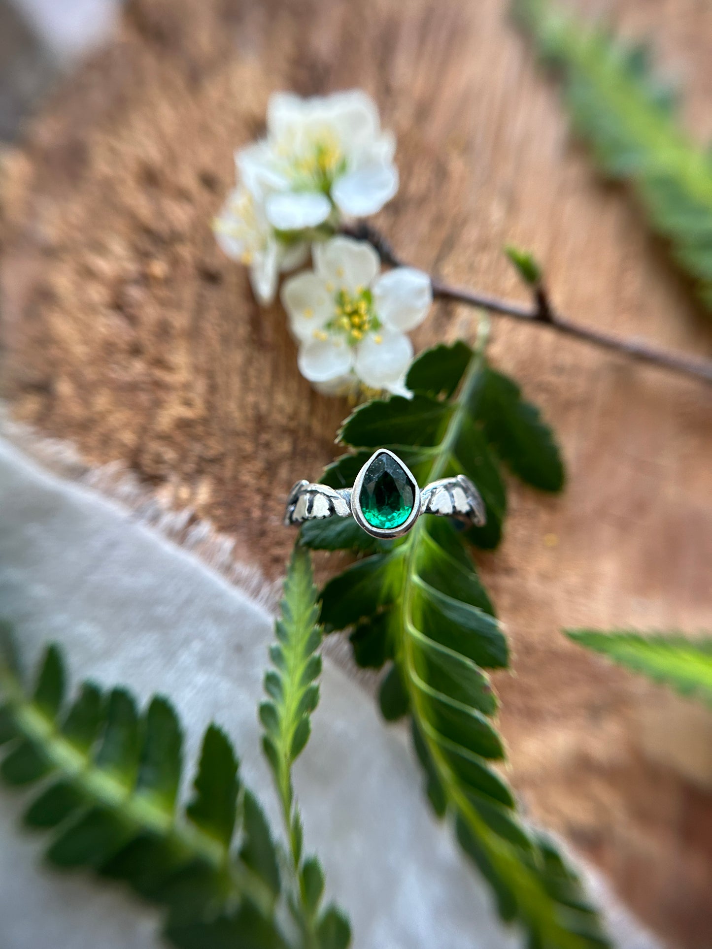Lily of the Valley Ring with choice of gemstone- made to order sterling silver engraved jewelry