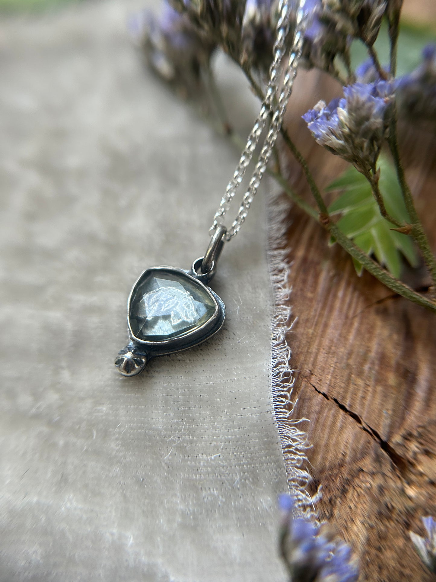 Manatee with Green Amethyst necklace- sterling silver jewelry