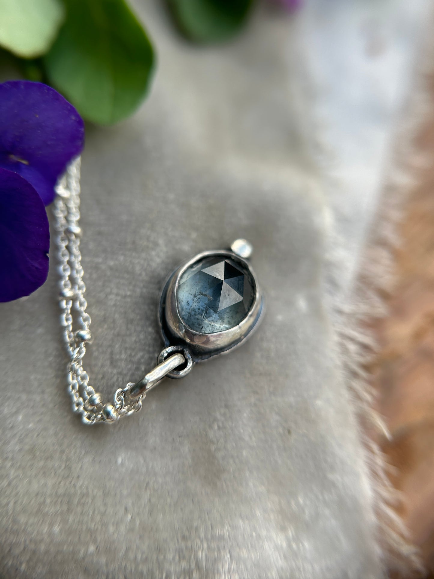 Moss aquamarine lily of the valley necklace- sterling silver jewelry