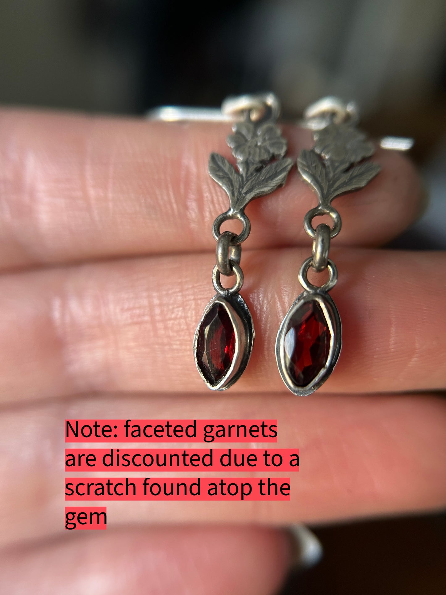 Wild Rose Garnet Earrings- sterling silver jewelry