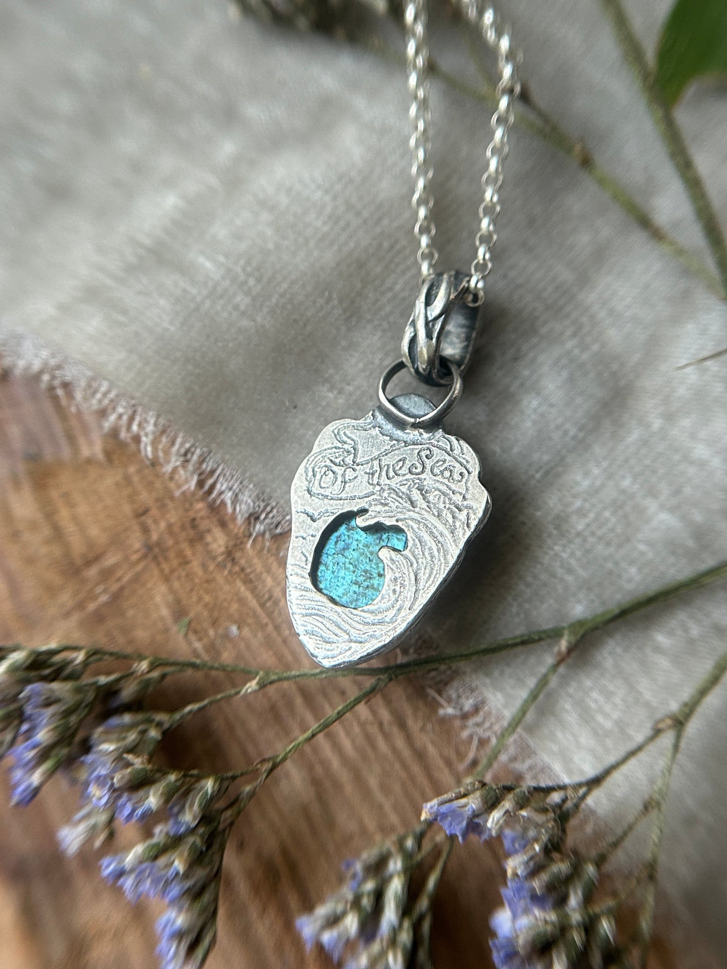 Ocean Labradorite Crowned Heart Necklace- sterling silver jewelry