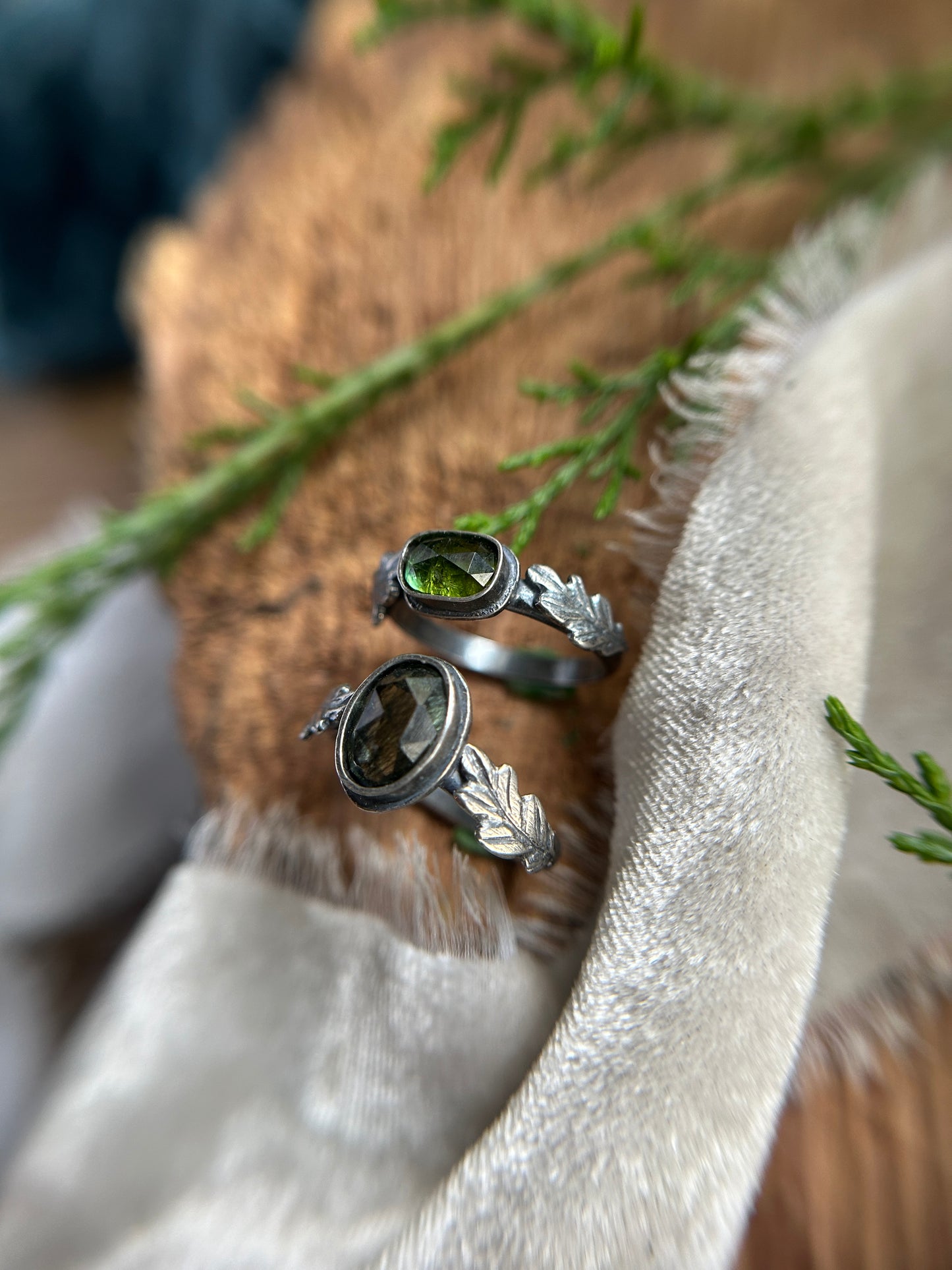 Build your own citrine hexagon ring- choice of skull, rabbit, or fox and choice of side plant accent