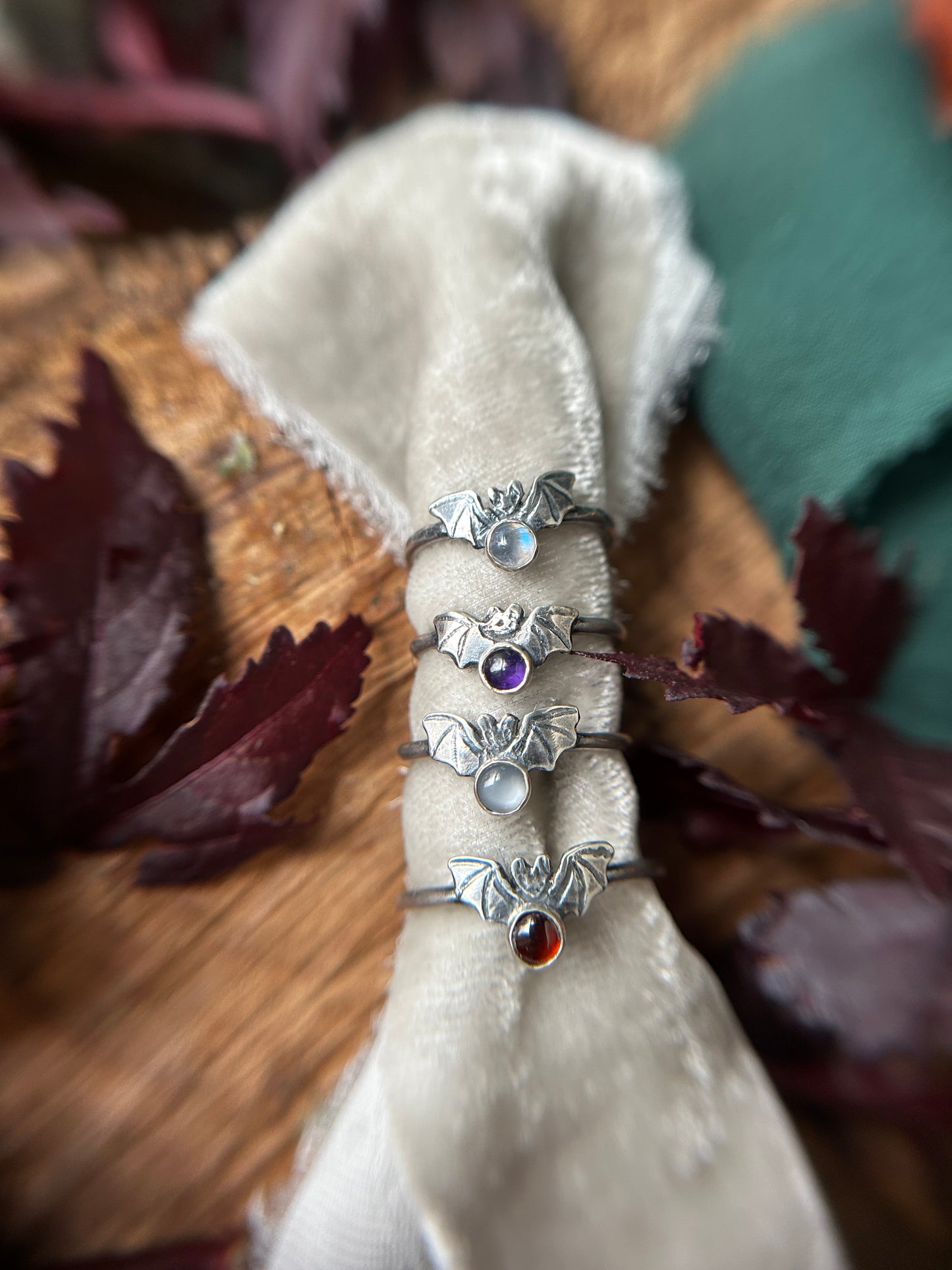Pre-order bat ring- your choice of gemstone jewelry