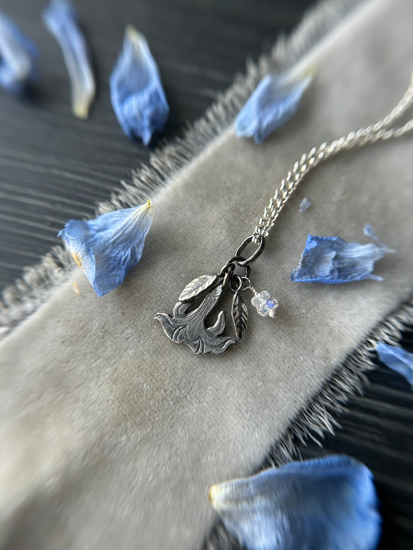 Datura moonflower necklace -sterling silver jewelry