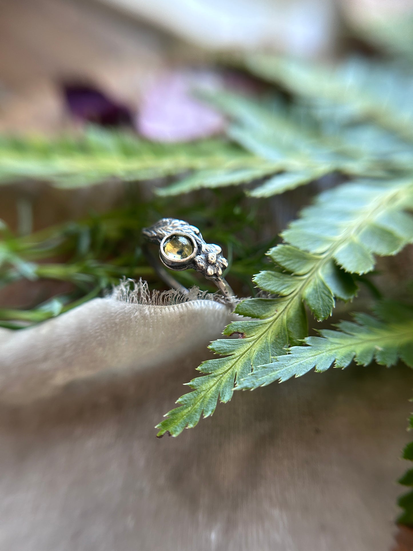 Poppy flower songea sapphire ring- Sterling silver jewelry