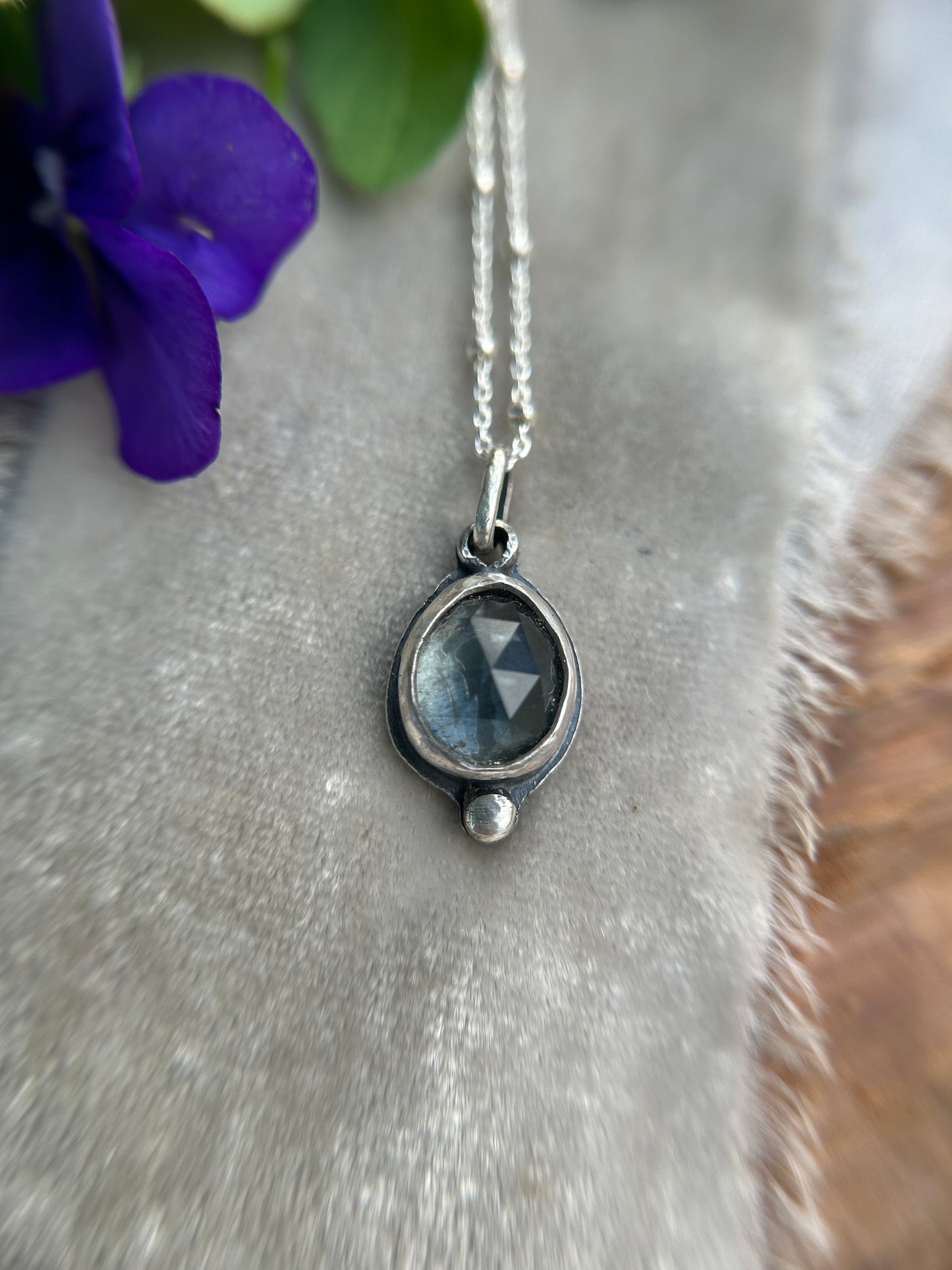 Moss aquamarine lily of the valley necklace- sterling silver jewelry
