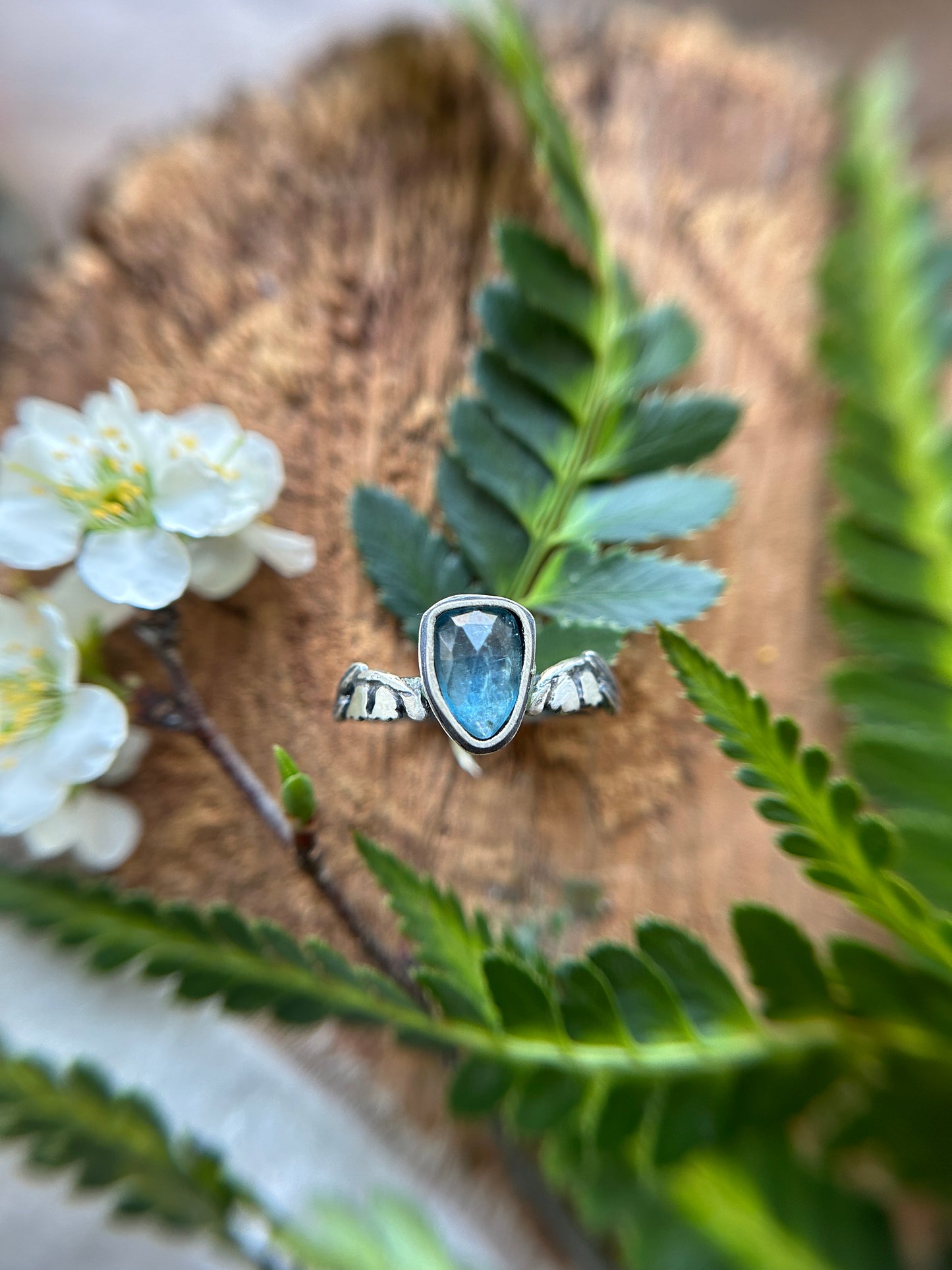 Lily of the Valley Ring with choice of gemstone- made to order sterling silver engraved jewelry