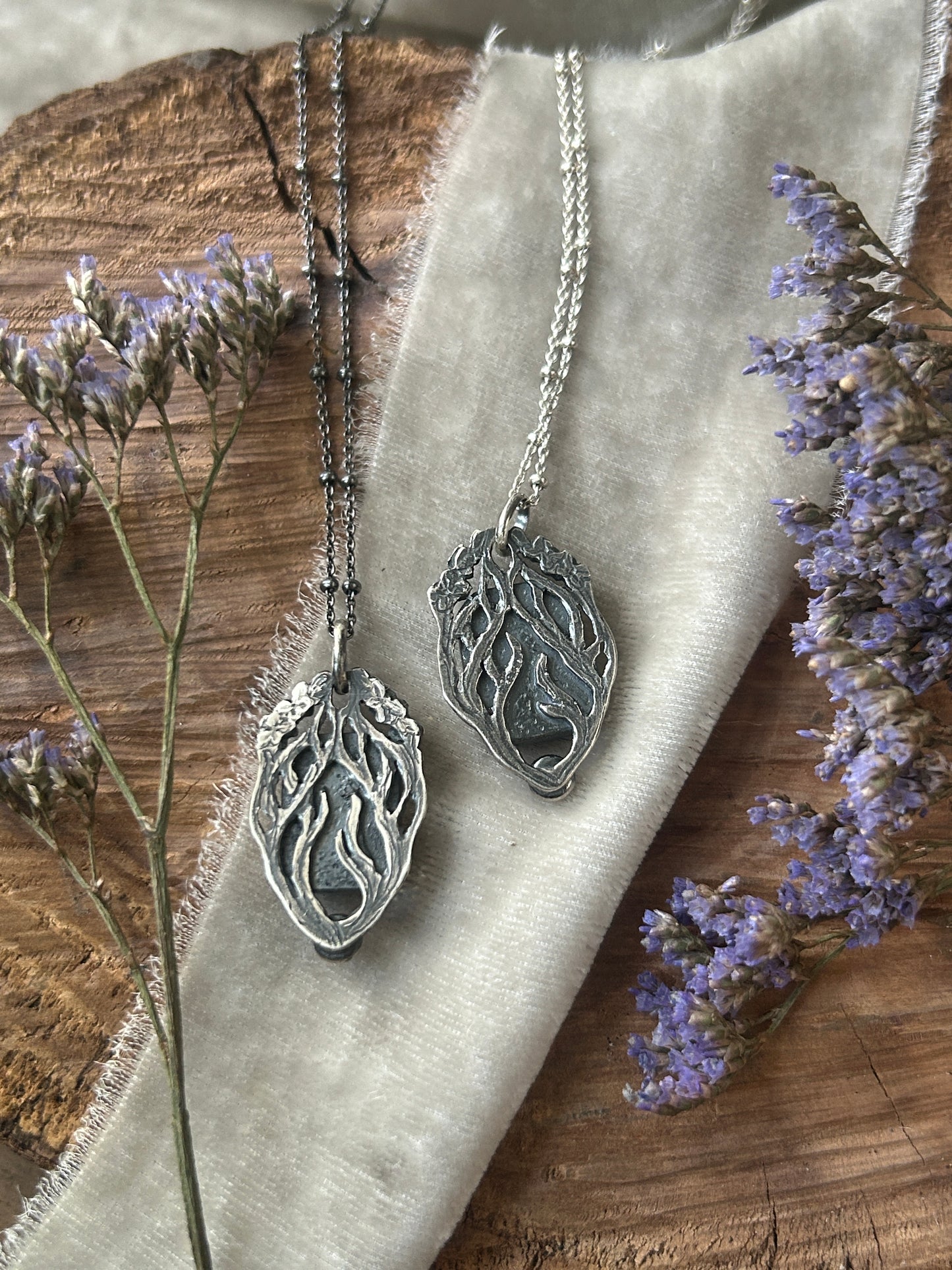 The Lilac Wood Unicorn (or other animal) under lavender quartz and amethyst Necklace- sterling silver jewelry