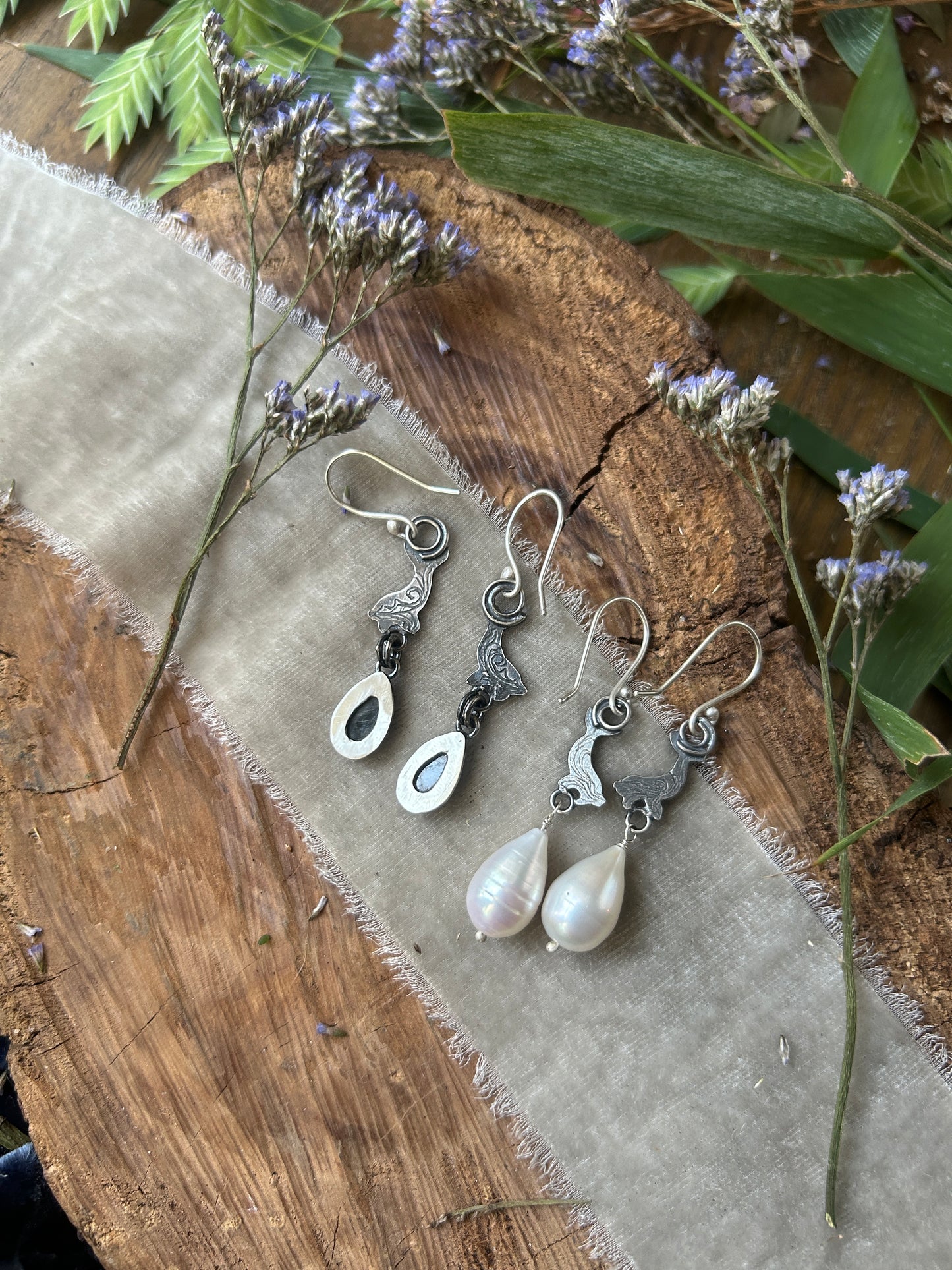Selkie Seal Earrings choice of gem- sterling silver jewelry