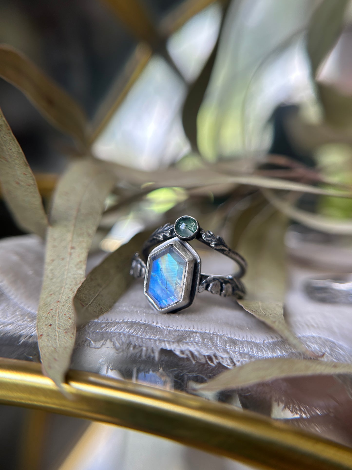 Lily of the Valley Ring with choice of gemstone- made to order sterling silver engraved jewelry
