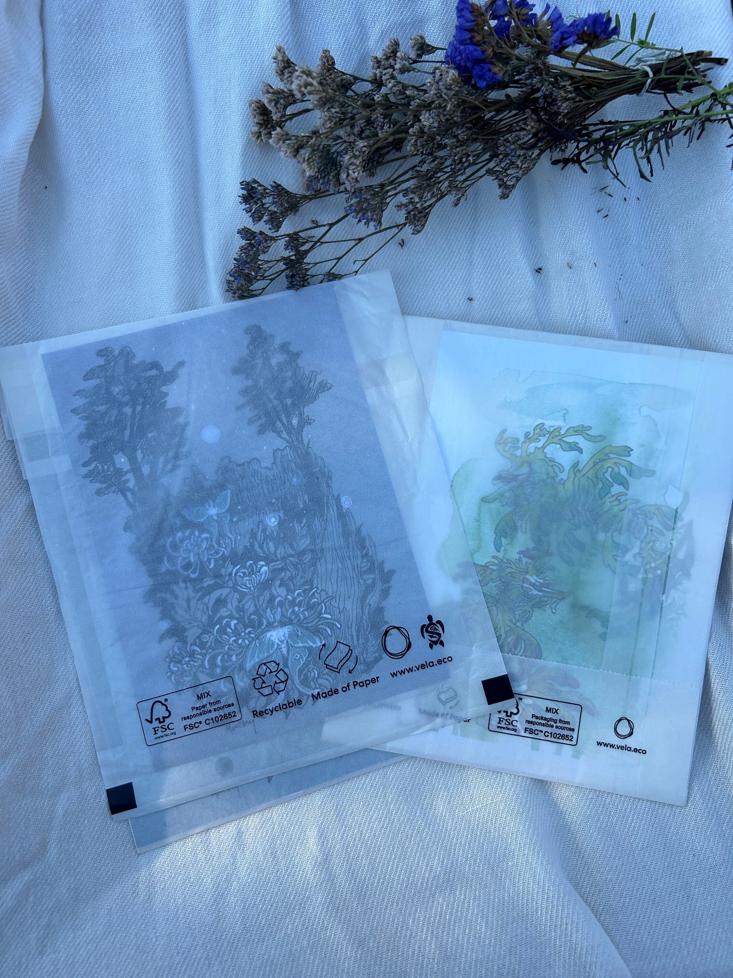 Peacock and blooming wisteria vines art print drawing watercolor ink nature decor purple