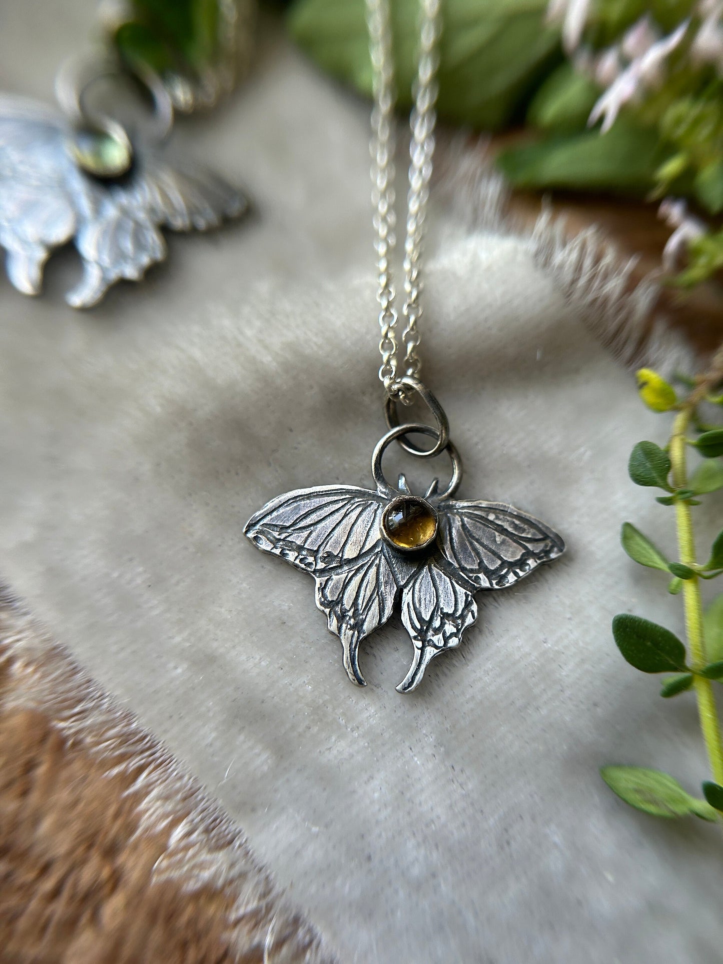 Swallowtail butterfly sterling silver handmade engraved jewelry silversmith made