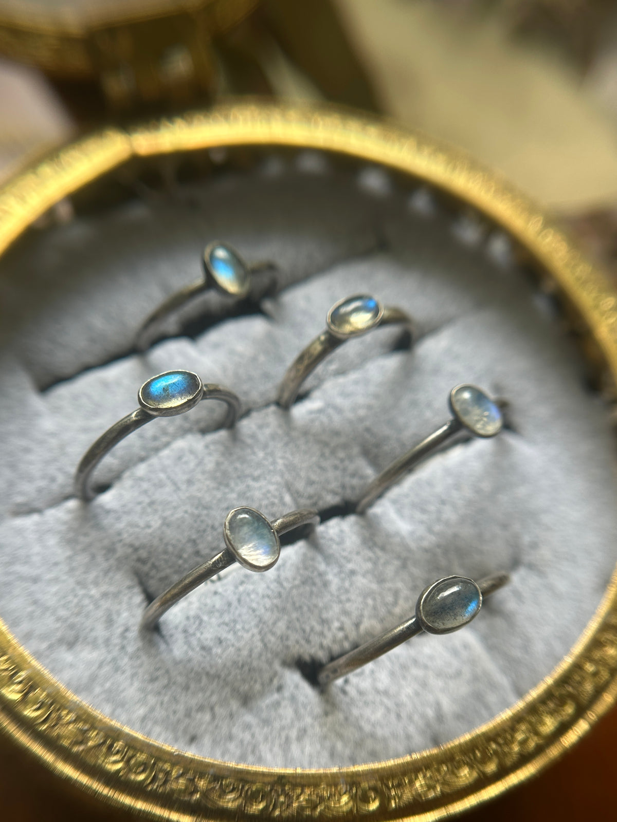 Oval Labradorite or Moonstone Stacking Ring- sterling silver jewelry