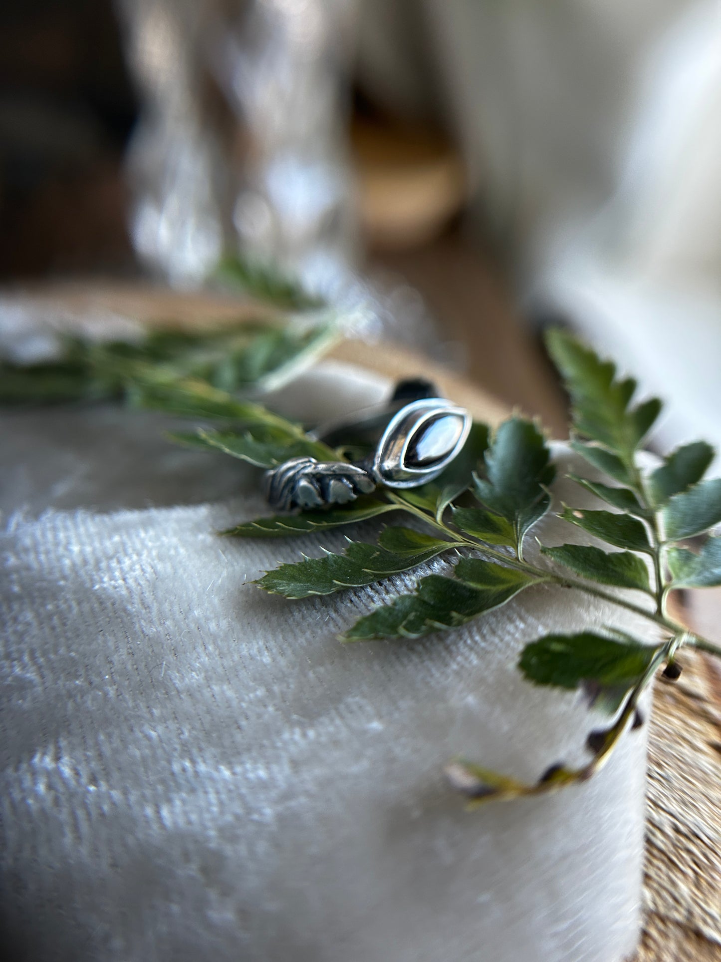 Lily of the Valley Ring with choice of gemstone-  made to order sterling silver engraved jewelry