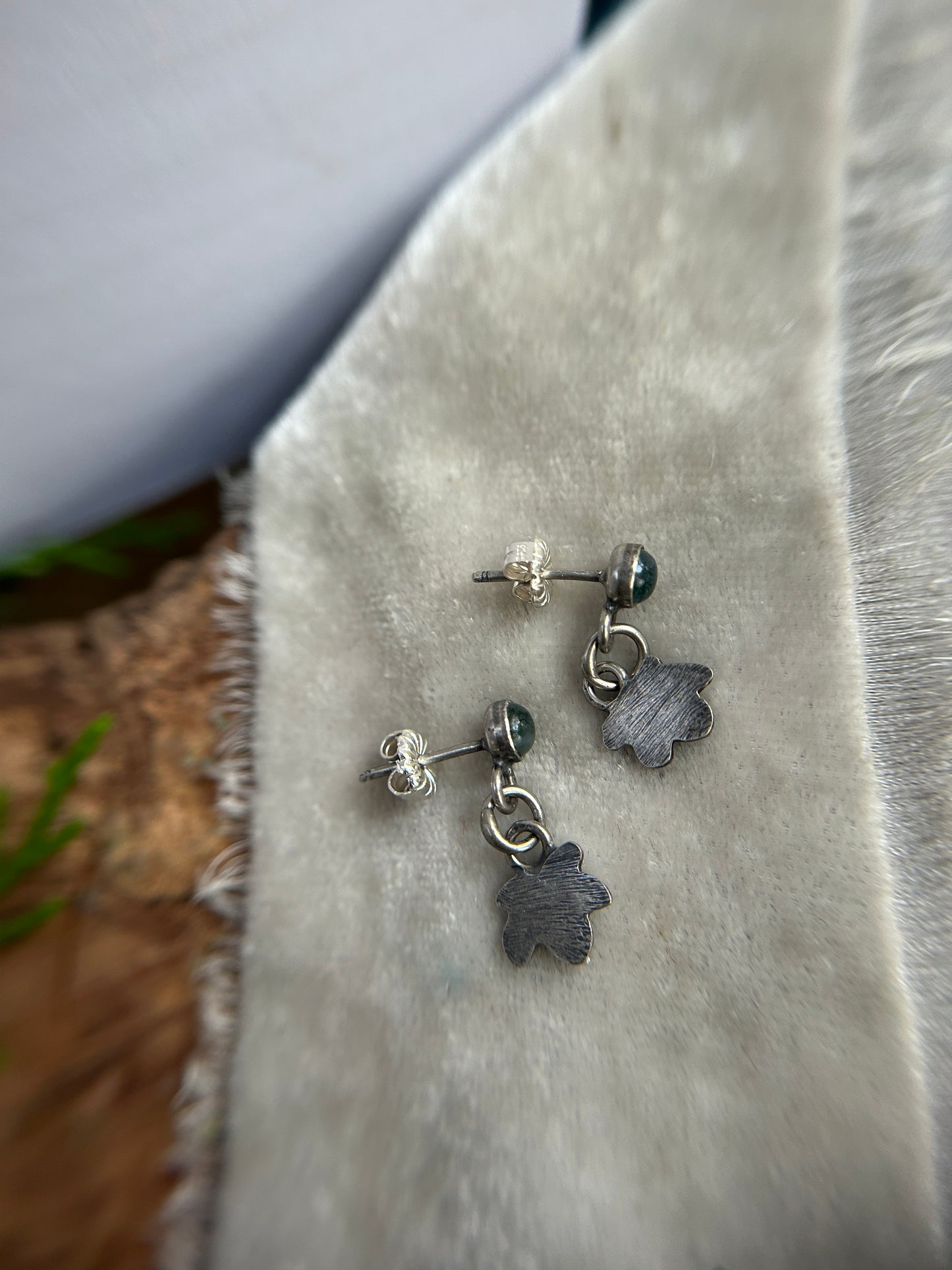 Ivy Earrings in moss agate or peridot- sterling silver