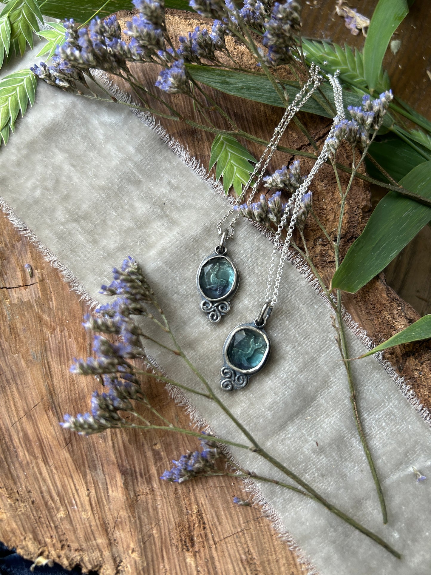 Fluorite Selkie Seal Necklace- sterling silver metalsmith made jewelry