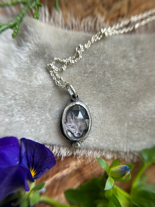 Woodland Fox- amethyst and sterling silver necklace